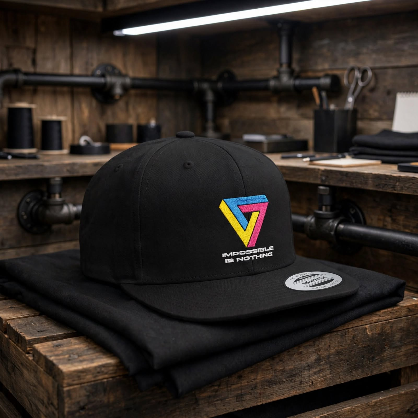 Impossible is Nothing (Retrograde Apparel)Flat Bill Snapback Hat, Summer Accessories, Festival Wear, Inspirational – Black, One size