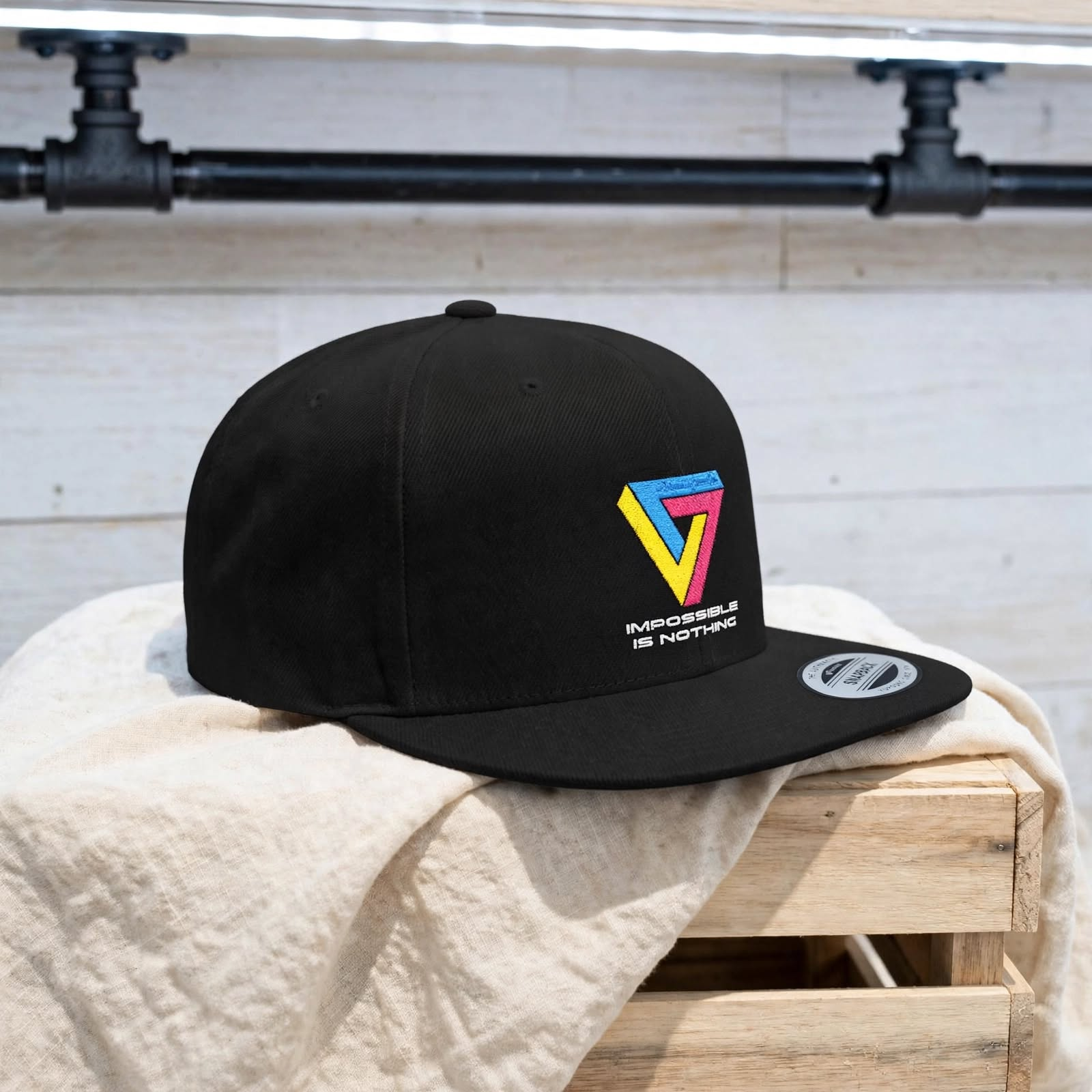Impossible is Nothing (Retrograde Apparel)Flat Bill Snapback Hat, Summer Accessories, Festival Wear, Inspirational – Black, One size