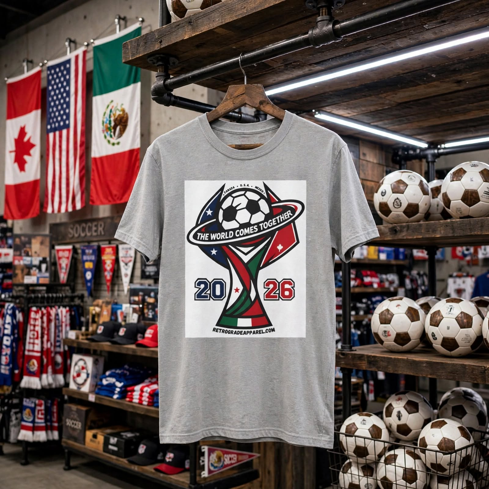 The World Comes Together 2026 - Sportswear, Casual Soccer Tee, Futbol