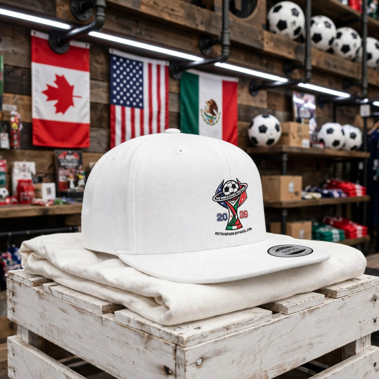 The World Comes Together Snapback Flat-billed Cap - Stylish Streetwear, Perfect for Festivals, Casual Outings, Everyday Wear – White, One size