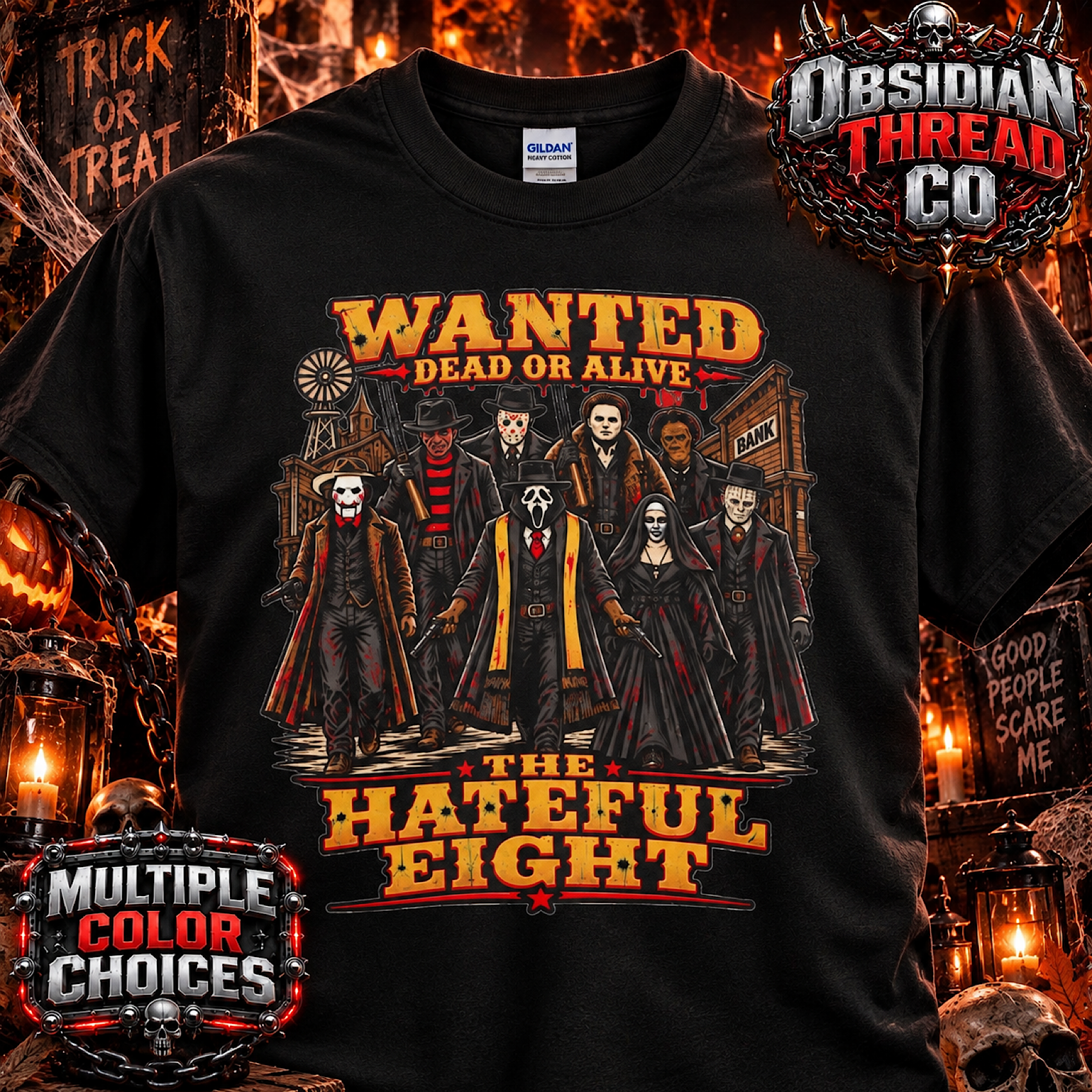Hateful Eight horror shirt—new Obsidian Thread Co. flagship design