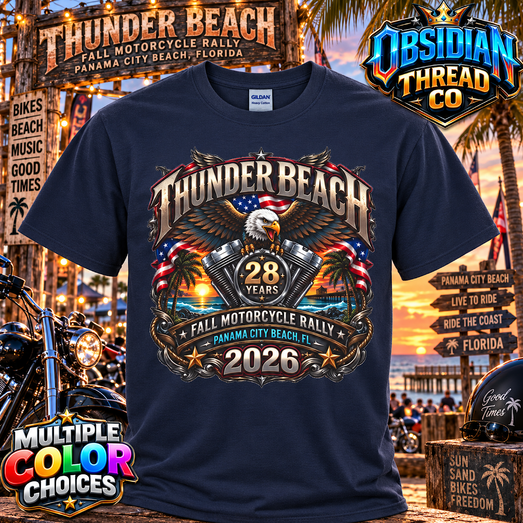 Thunder Beach 2026 Unisex Shirt Panama City Beach Florida Motorcycle Rally Tee product preview
