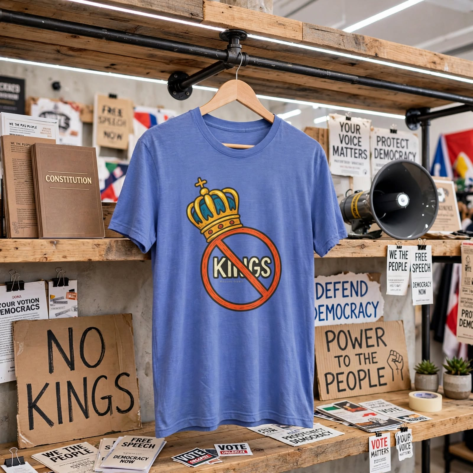 No Kings Crown Unisex Softstyle T-Shirt, Humor, Political