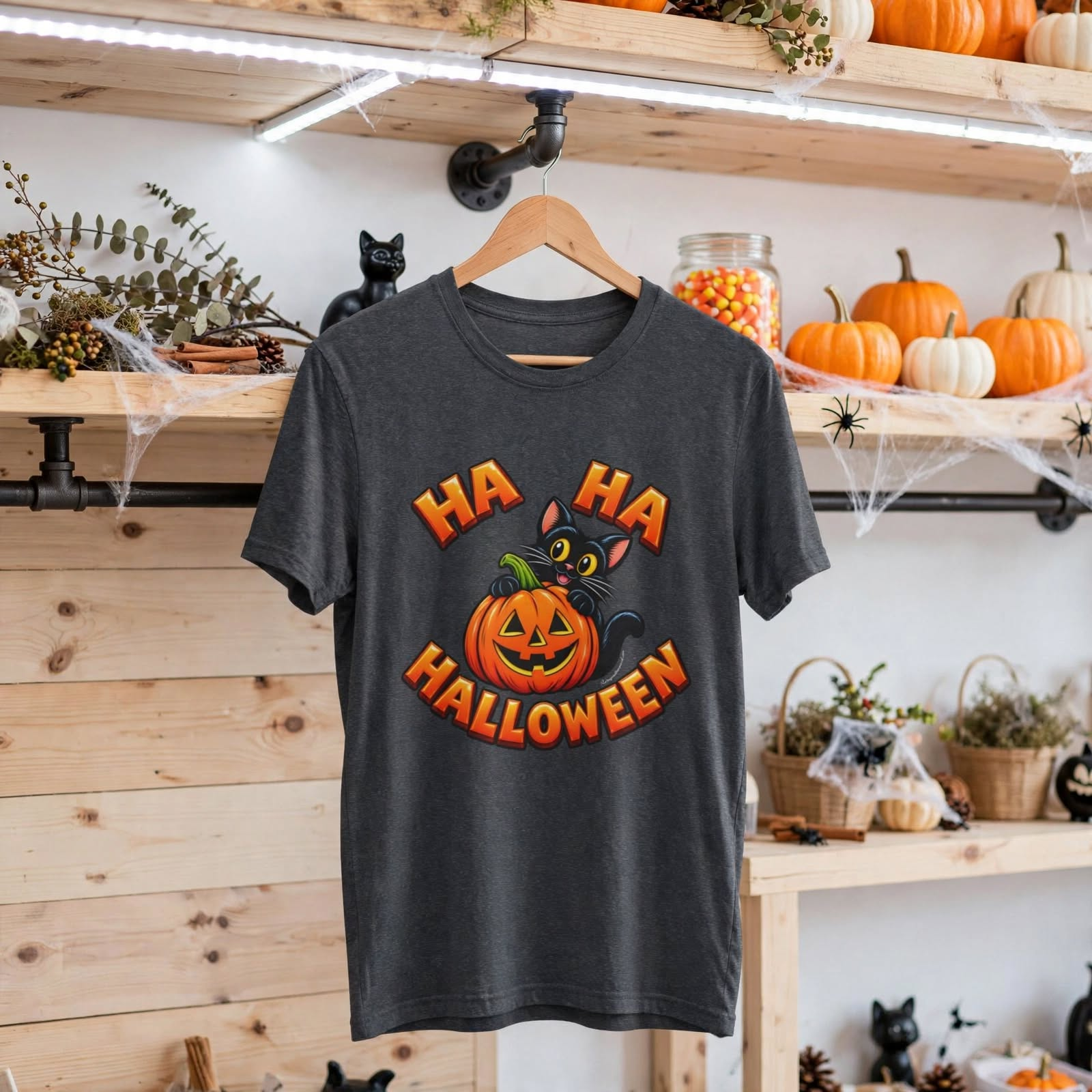 Ha Ha Halloween T-Shirt, Cat lovers tee, Kitten crazy shirt