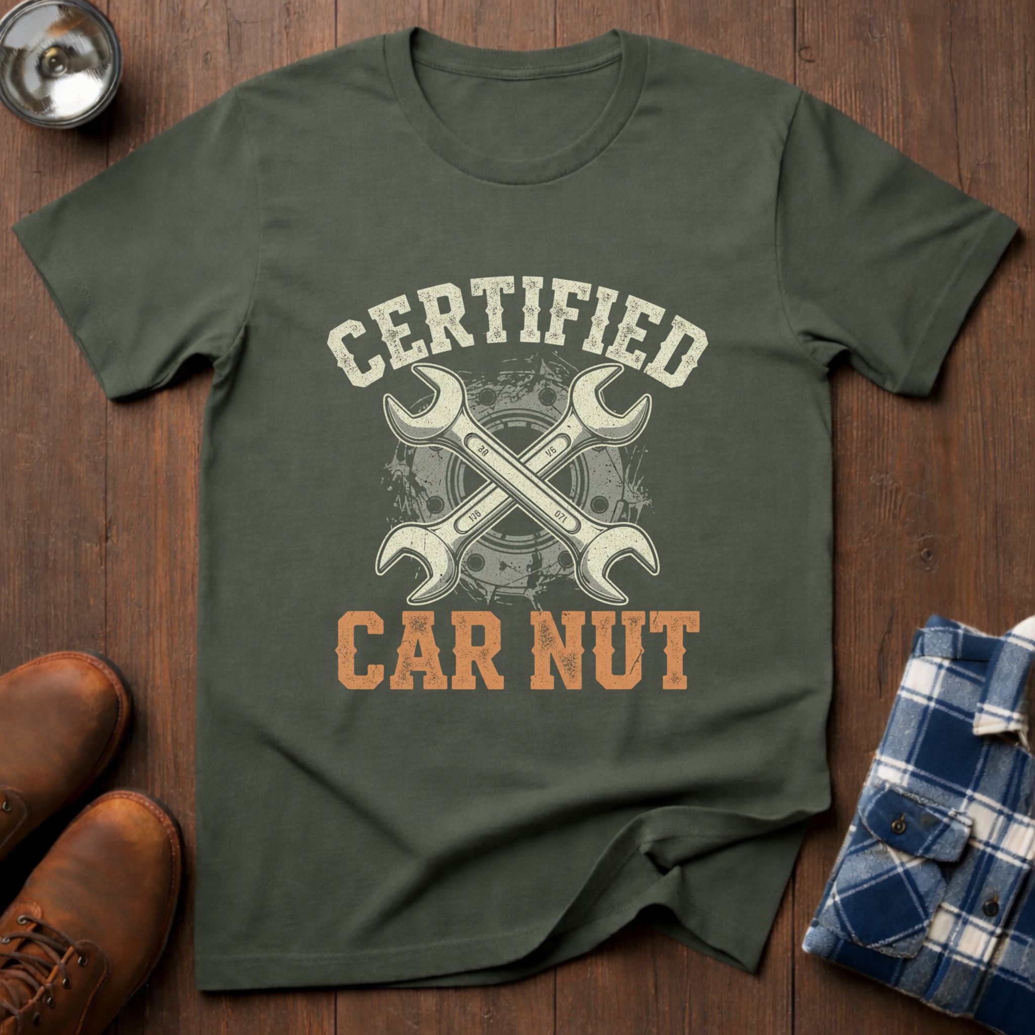 Certified Car Nut, funny car guy T-shirt