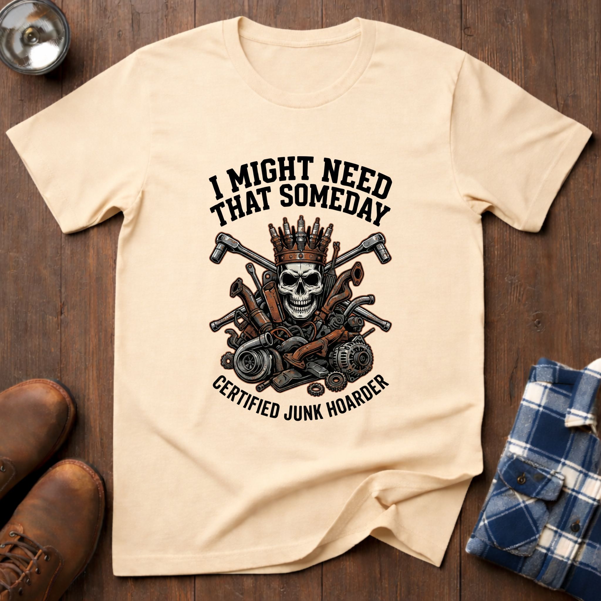 Certified Junk Hoarder, funny workshop T-shirt