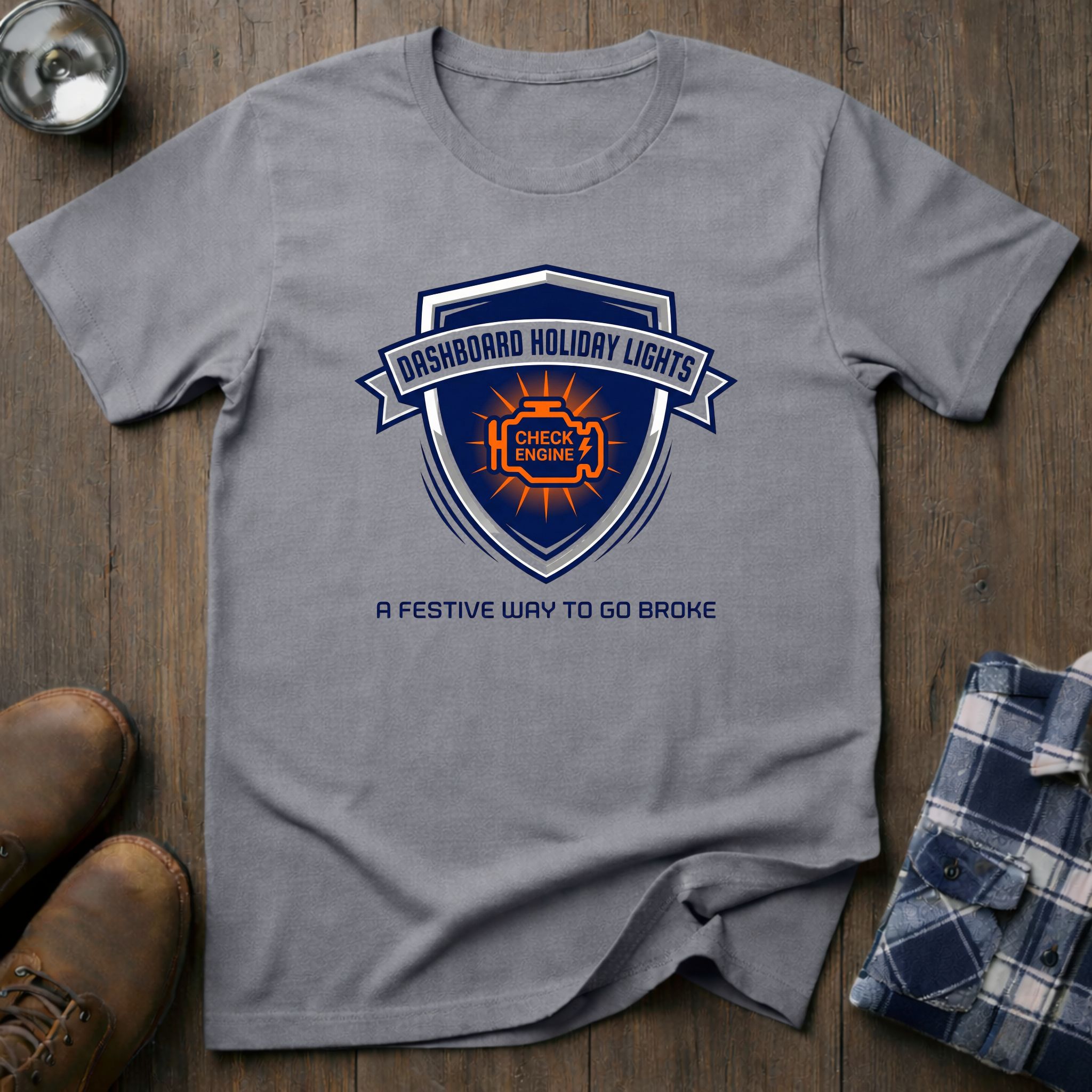 Dashboard Holiday Lights, funny car guy T-shirt
