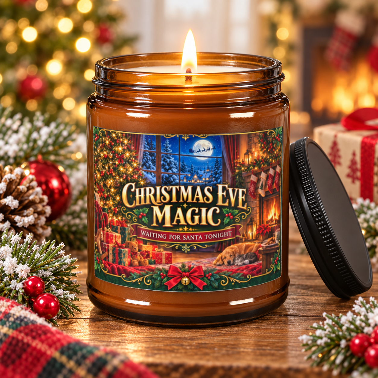 Christmas Eve Magic Candle – Vintage Santa Holiday Decor and Christmas Gift