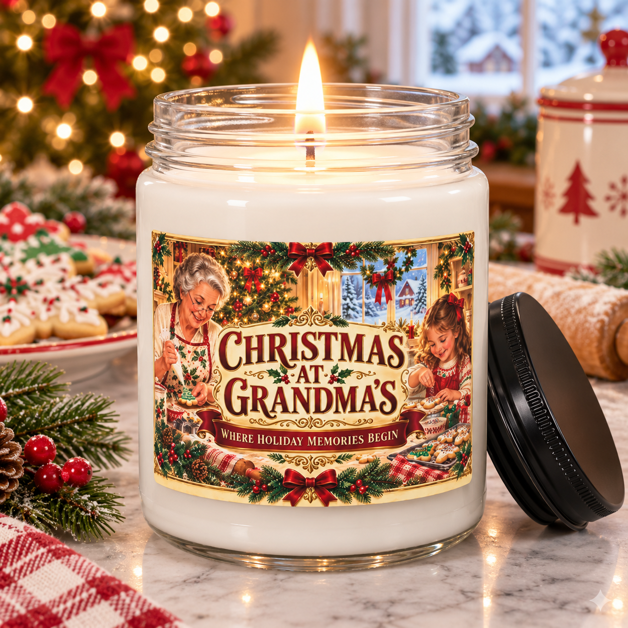 Christmas at Grandma’s Candle – Nostalgic Holiday Gift and Christmas Kitchen Décor