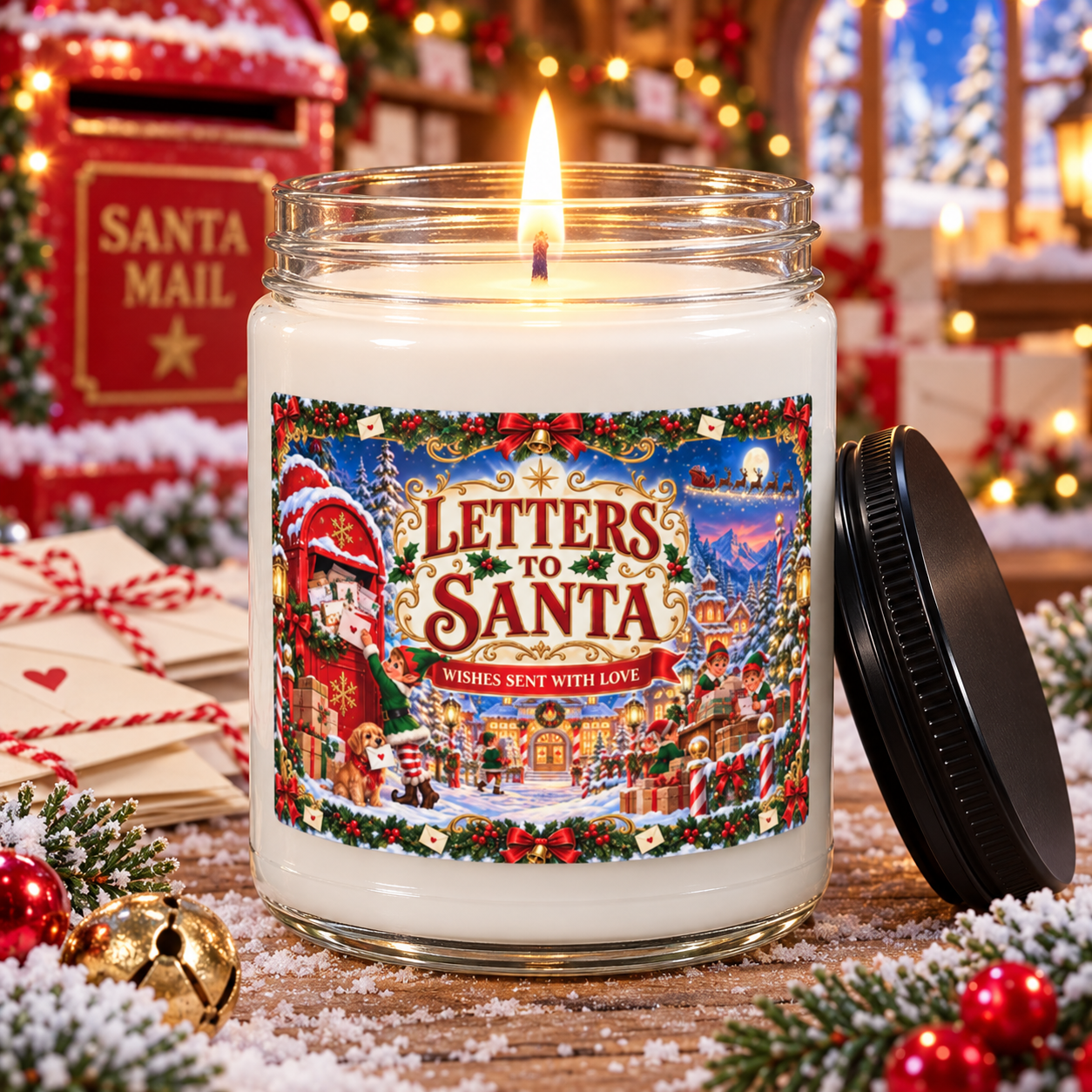 Letters to Santa Candle – Vintage North Pole Christmas Gift and Holiday Décor