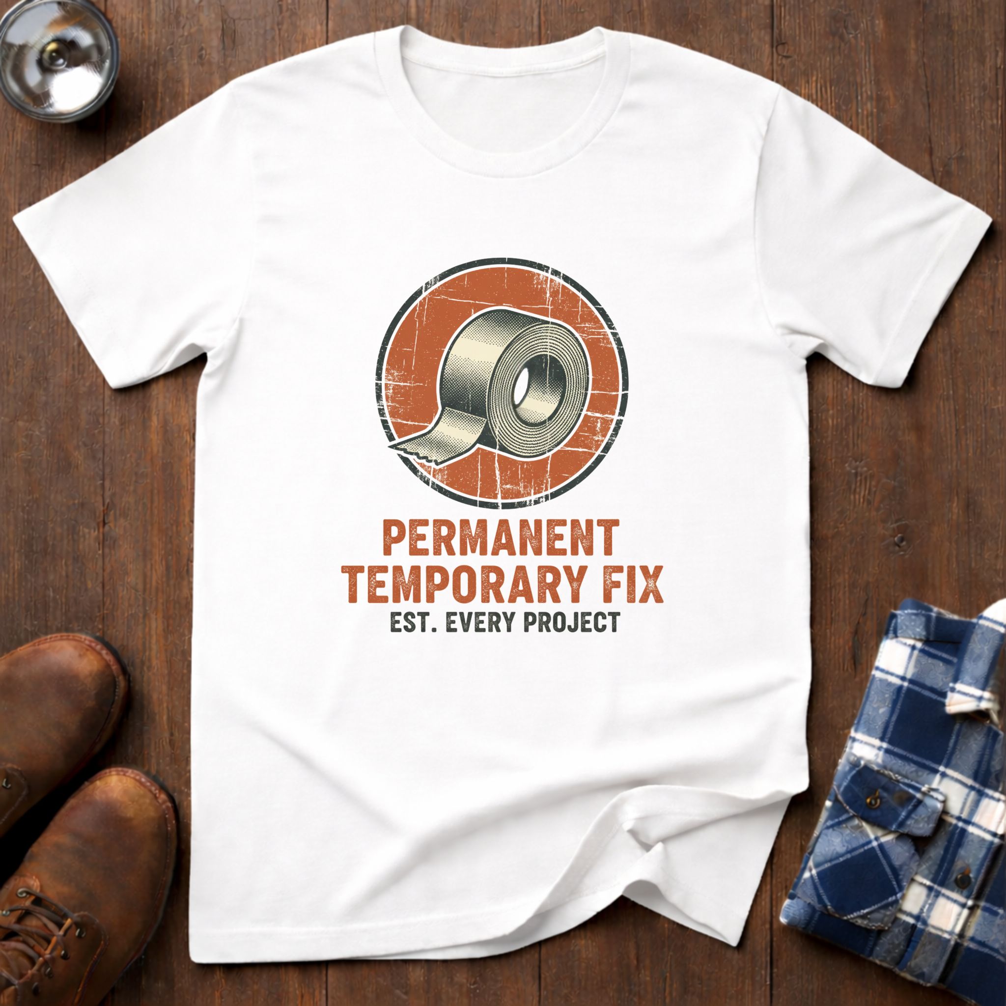 Permanent Temporary Fix, funny handyman T-shirt