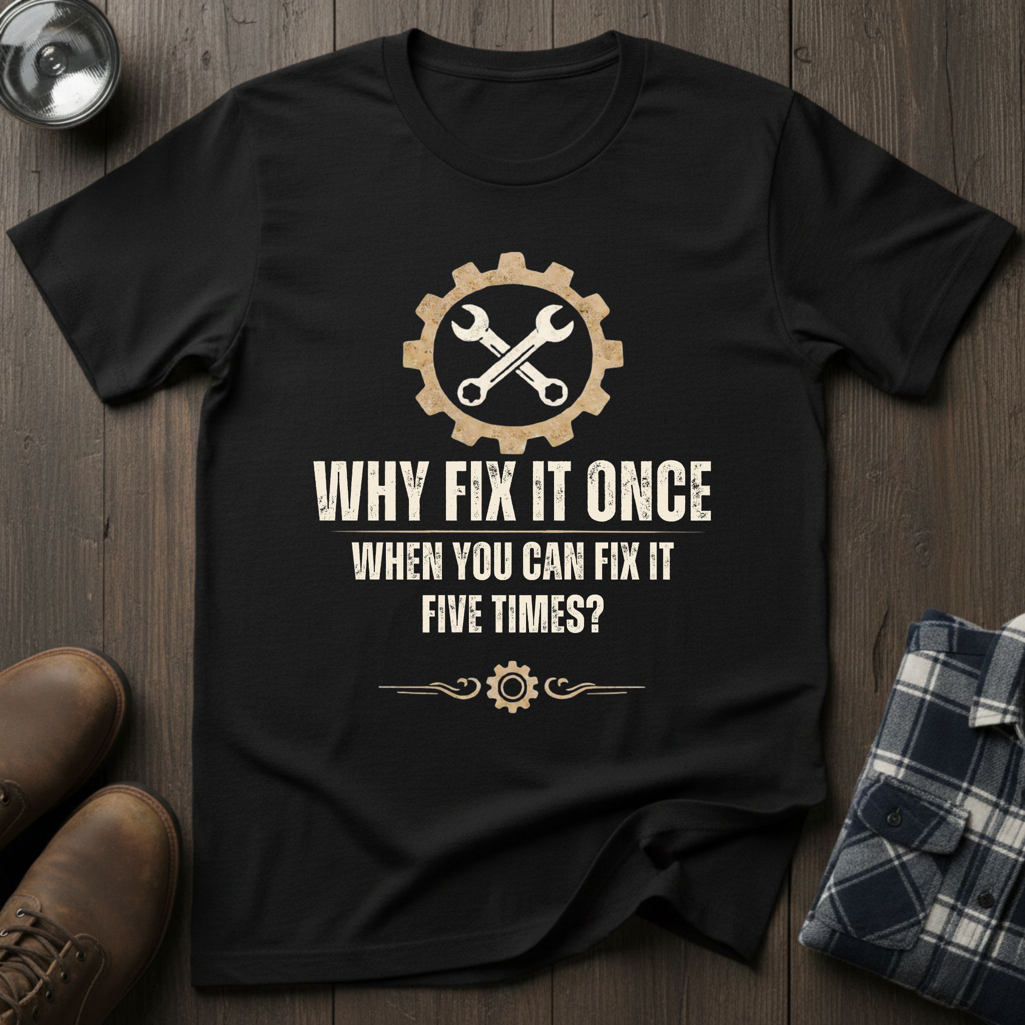 Why fix it once, funny handyman T-shirt