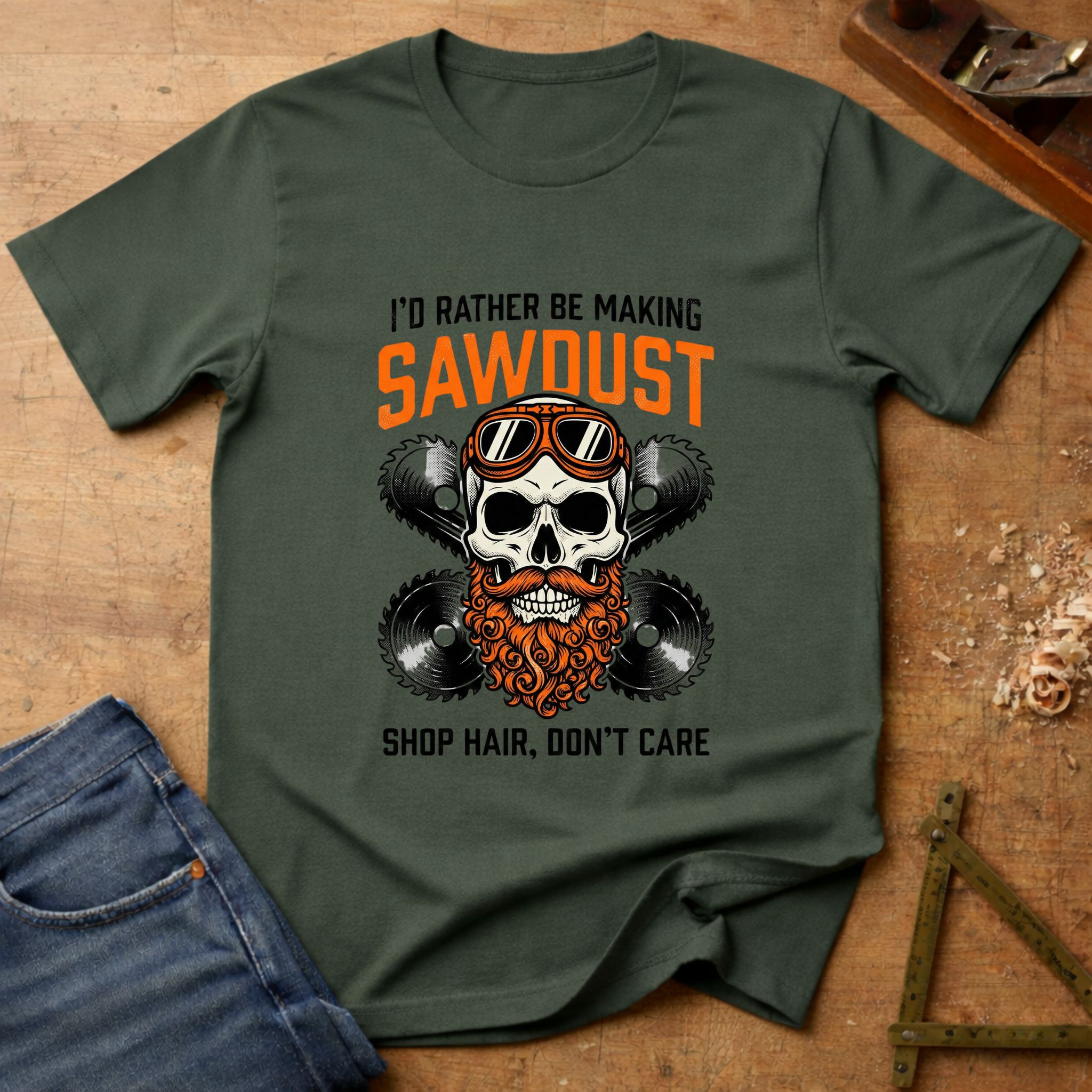 I'd rather be making sawdust, funny woodworking T-shirt