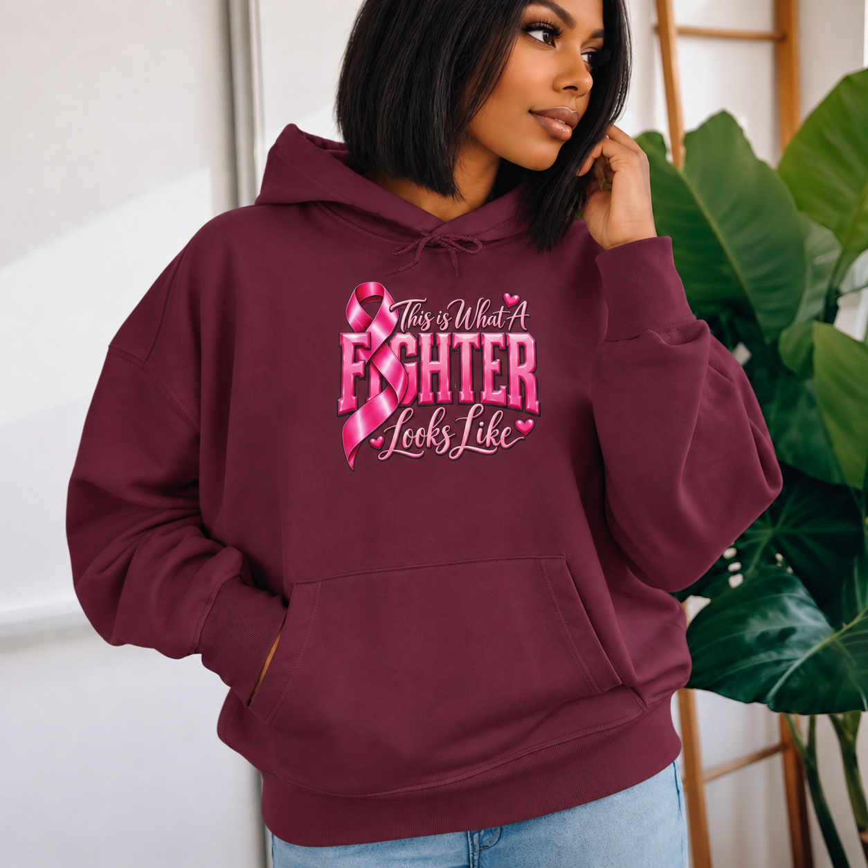 Breast Cancer Fighter ribbon hoodie 