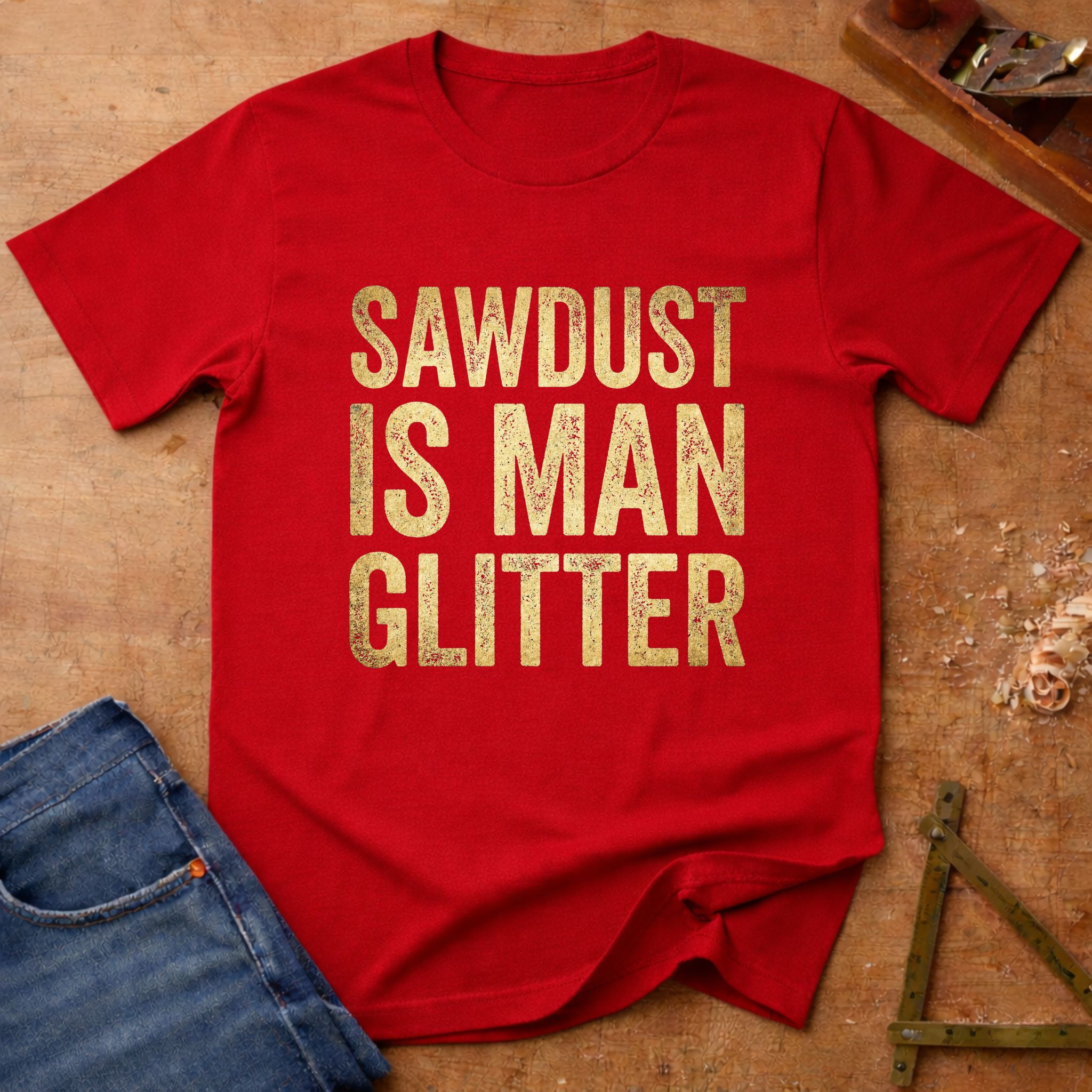 Sawdust Is Man Glitter – Vintage Lettering Edition, funny woodworking T-shirt