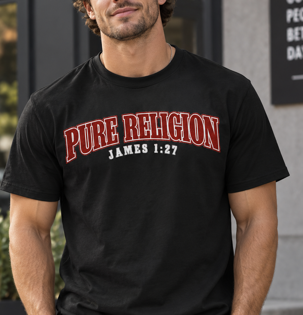 Black Pure Religion arched text T-Shirt | vintage collegiate style