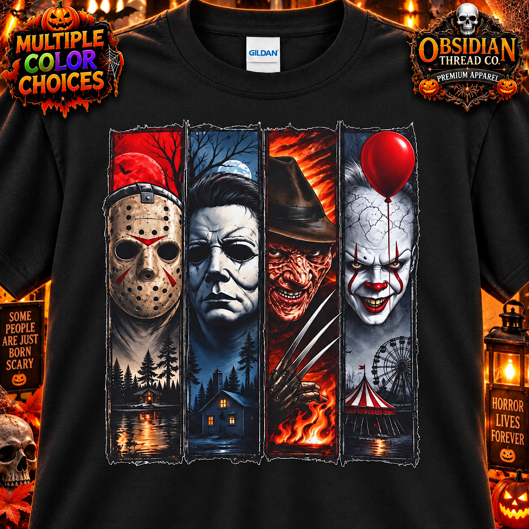 Halloween Horror Shirt Slasher Scary Movie Icons Spooky Season Horror Fan Tee color preview 2