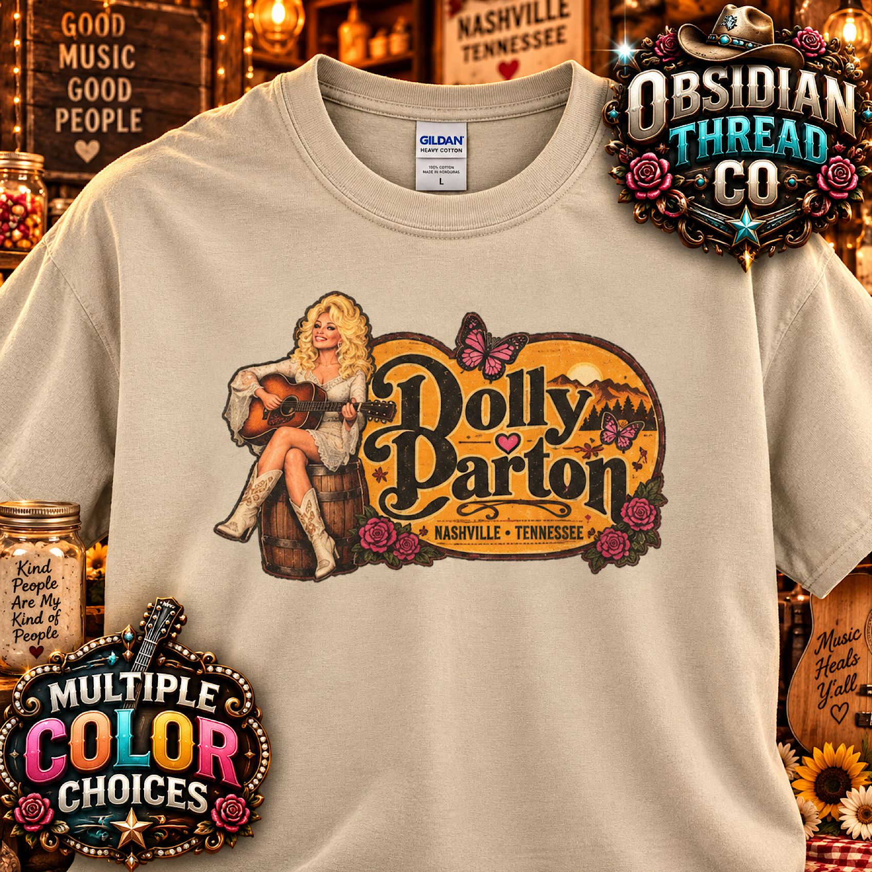 Dolly Parton Cracker Barrel Shirt Dollywood Nashville TN Tribute Country Music T color preview 4