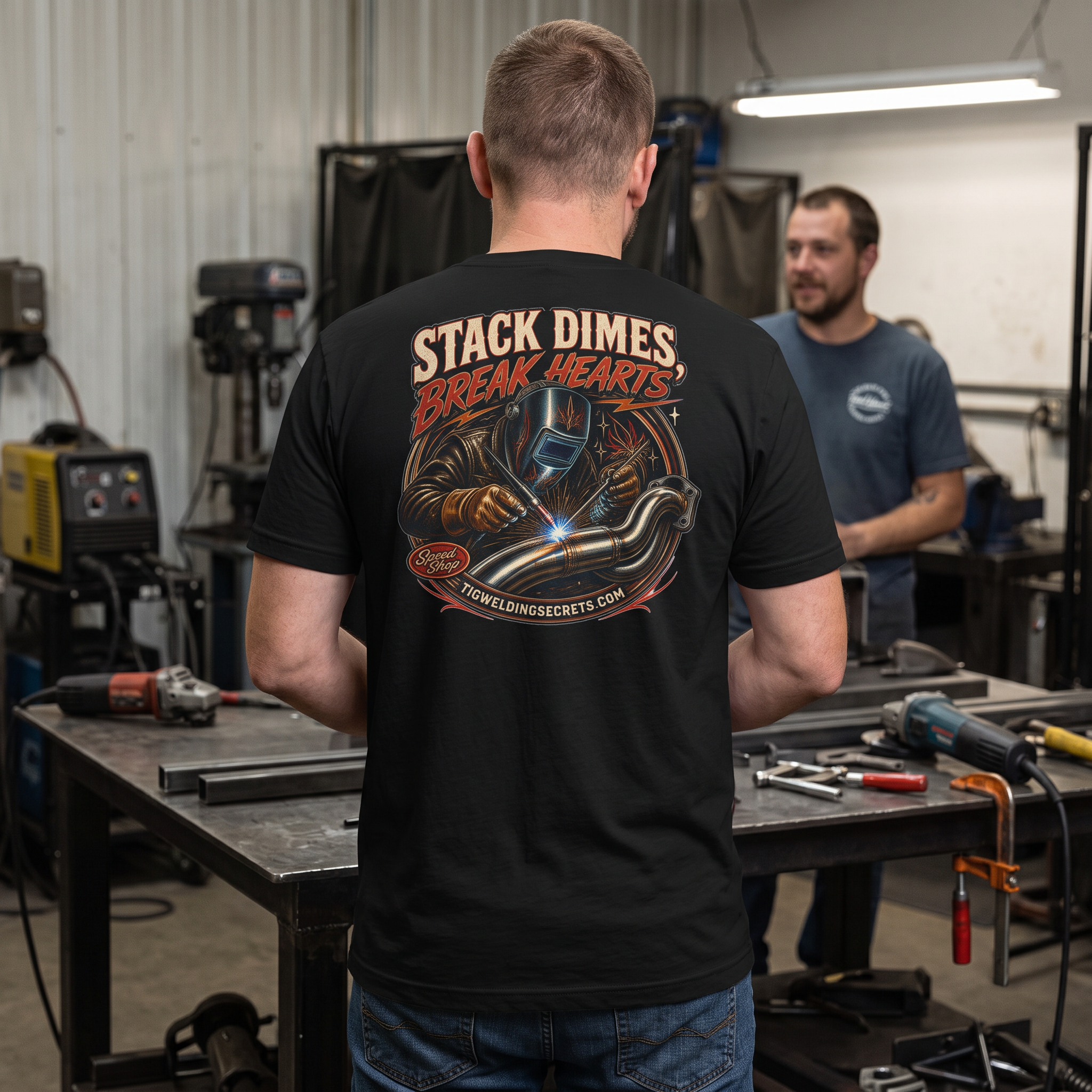 Stack Dimes, Break Hearts – TIG Welder T-Shirt