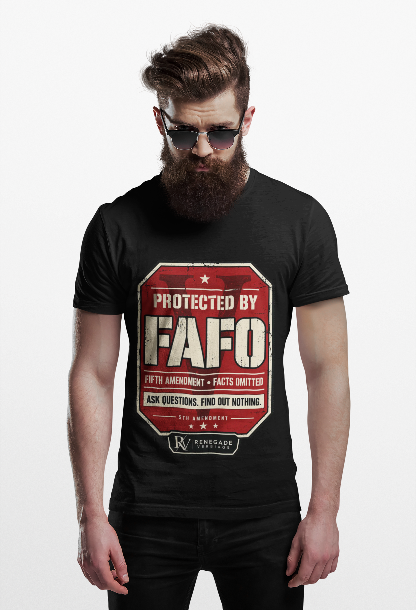 FAFO Fifth Amendment Facts Omitted graphic T-shirt from Renegade Verbiage