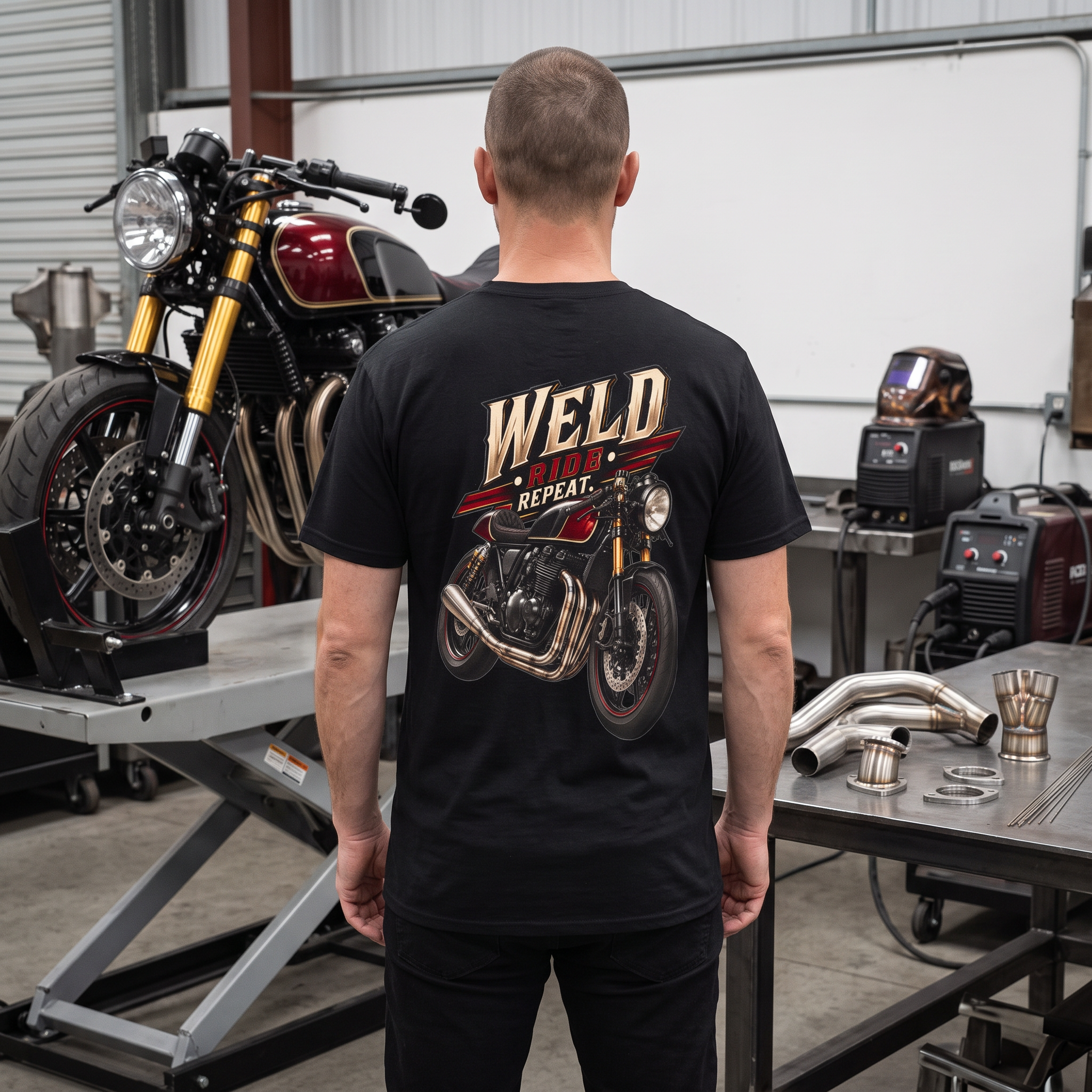 Weld. Ride. Repeat. Motorcycle Welder T-Shirt – TIG Welding Secrets