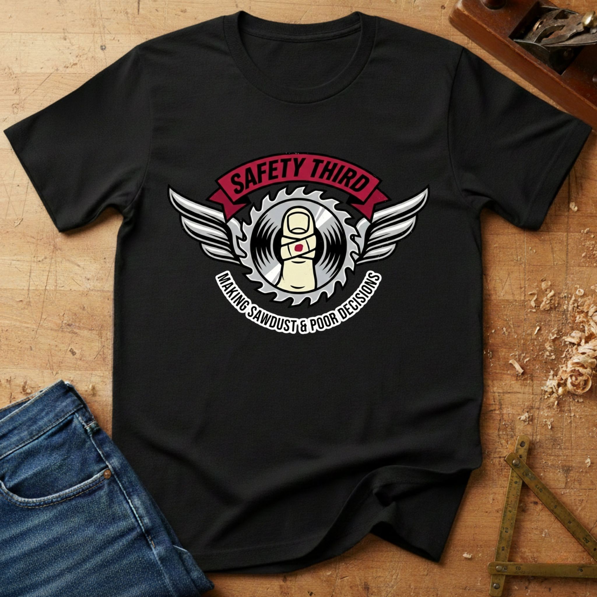 Safety Third, funny tradesman T-shirt