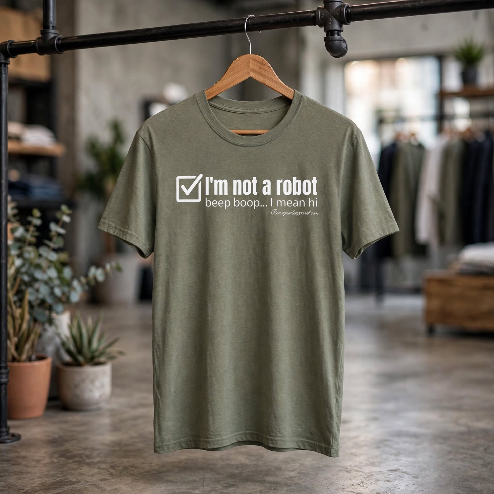 I'm Not A Robot checkbox tee, Funny authentication graphic T-Shirt – Heather Military Green, XL