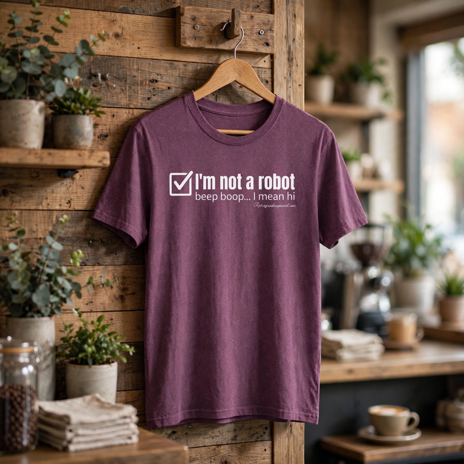 I'm Not A Robot checkbox tee, Funny authentication graphic T-Shirt – Heather Maroon, XL