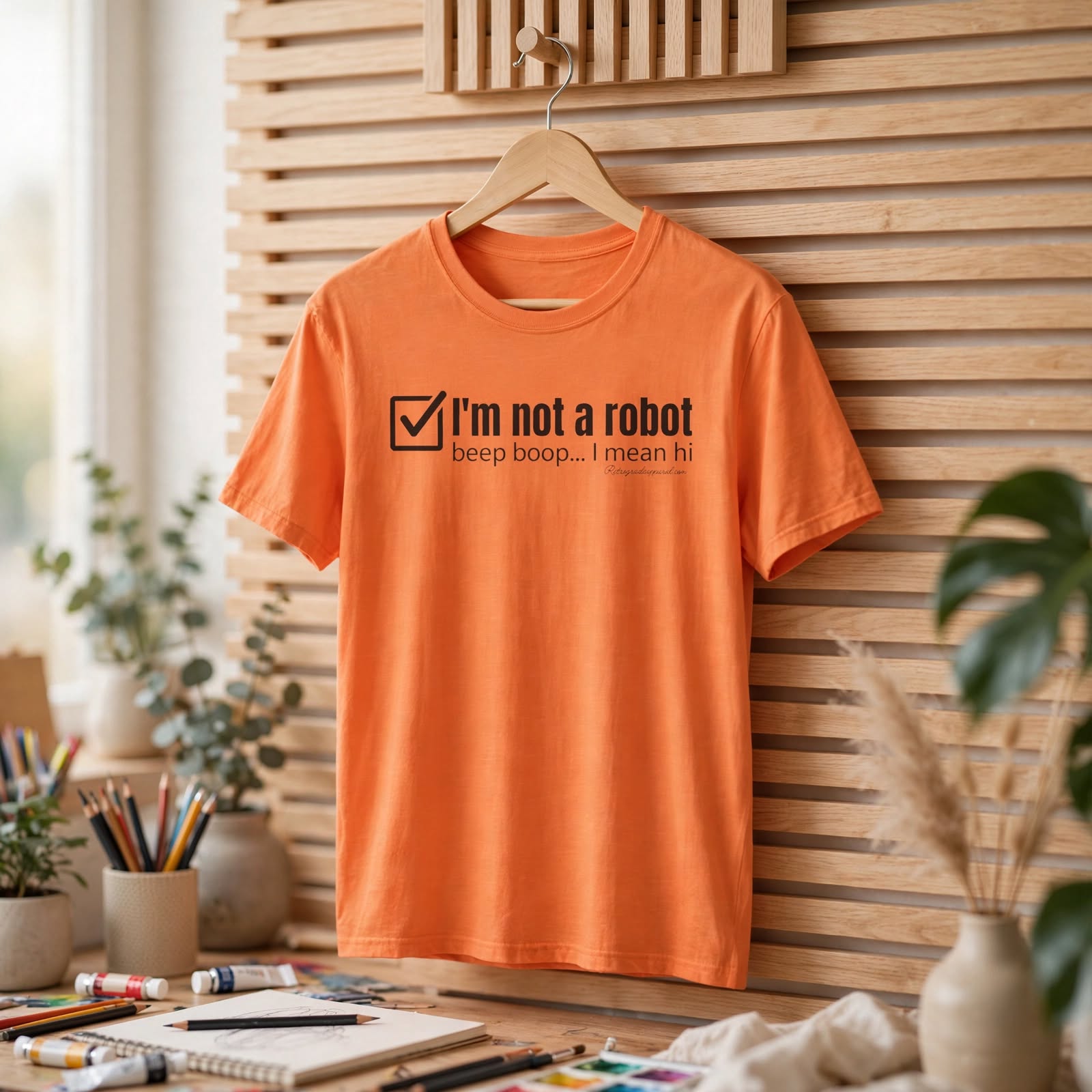 I'm Not A Robot checkbox tee, Funny authentication graphic T-Shirt – Heather Orange, XL
