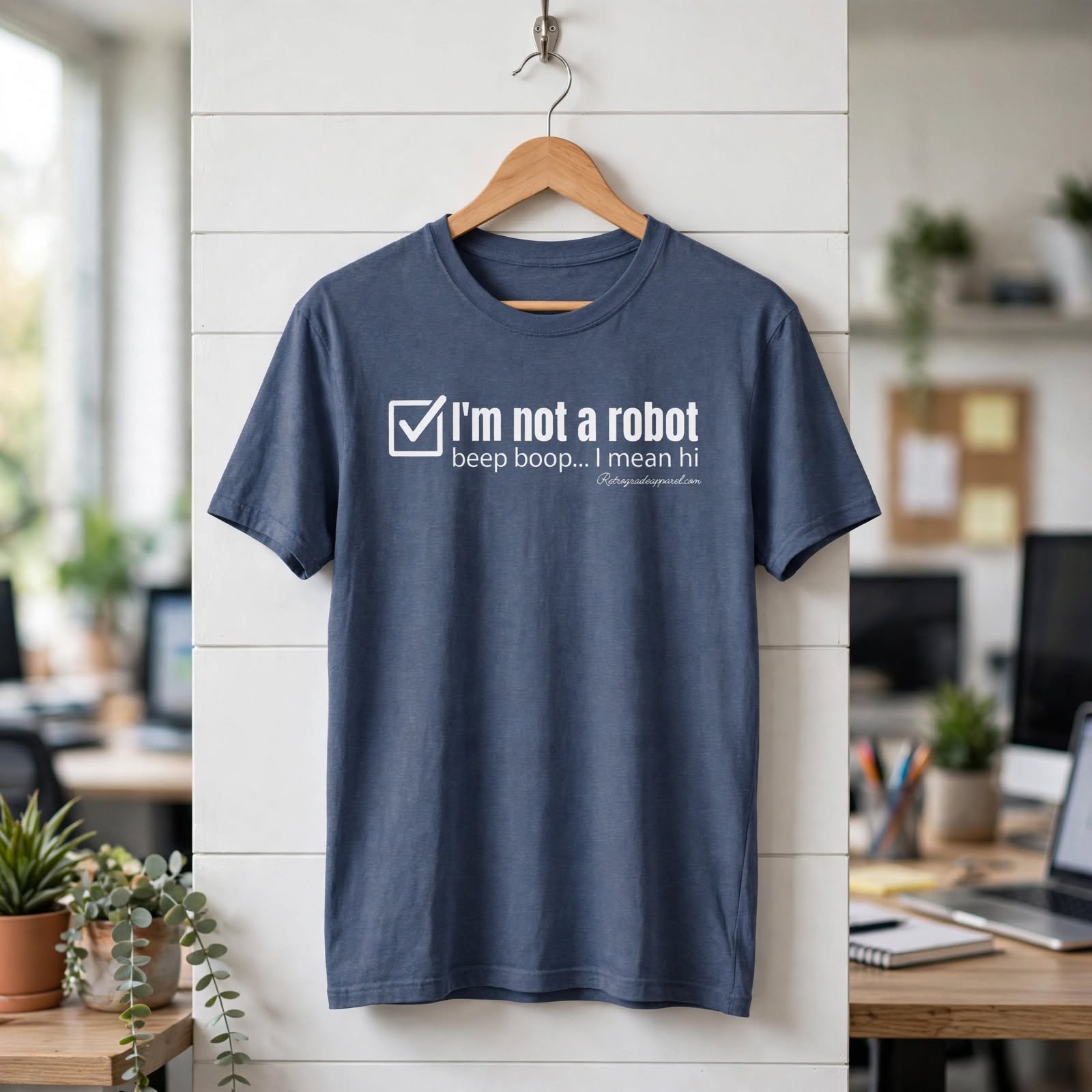 I'm Not A Robot checkbox tee, Funny authentication graphic T-Shirt – Heather Indigo, L