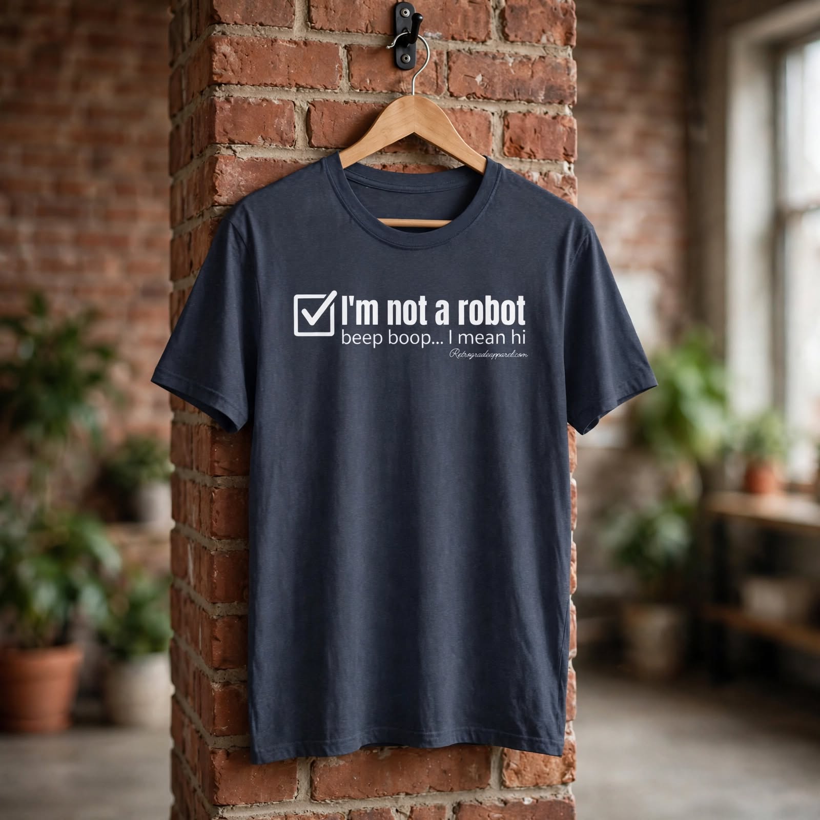 I'm Not A Robot checkbox tee, Funny authentication graphic T-Shirt – Heather Navy, XS
