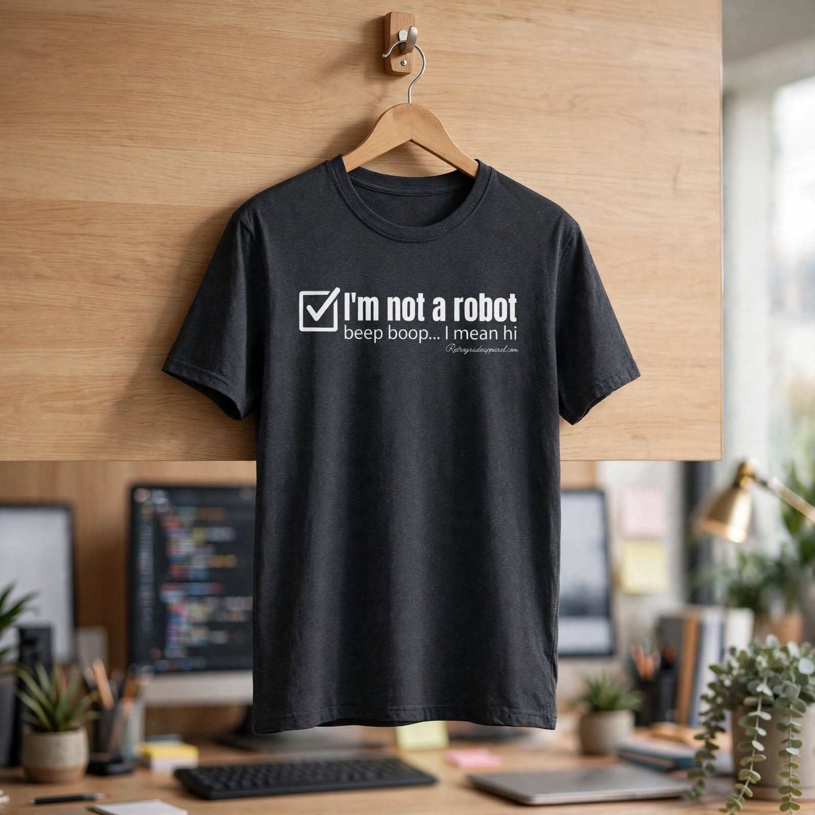 I'm Not A Robot checkbox tee, Funny authentication graphic T-Shirt – Dark Heather Grey, XS