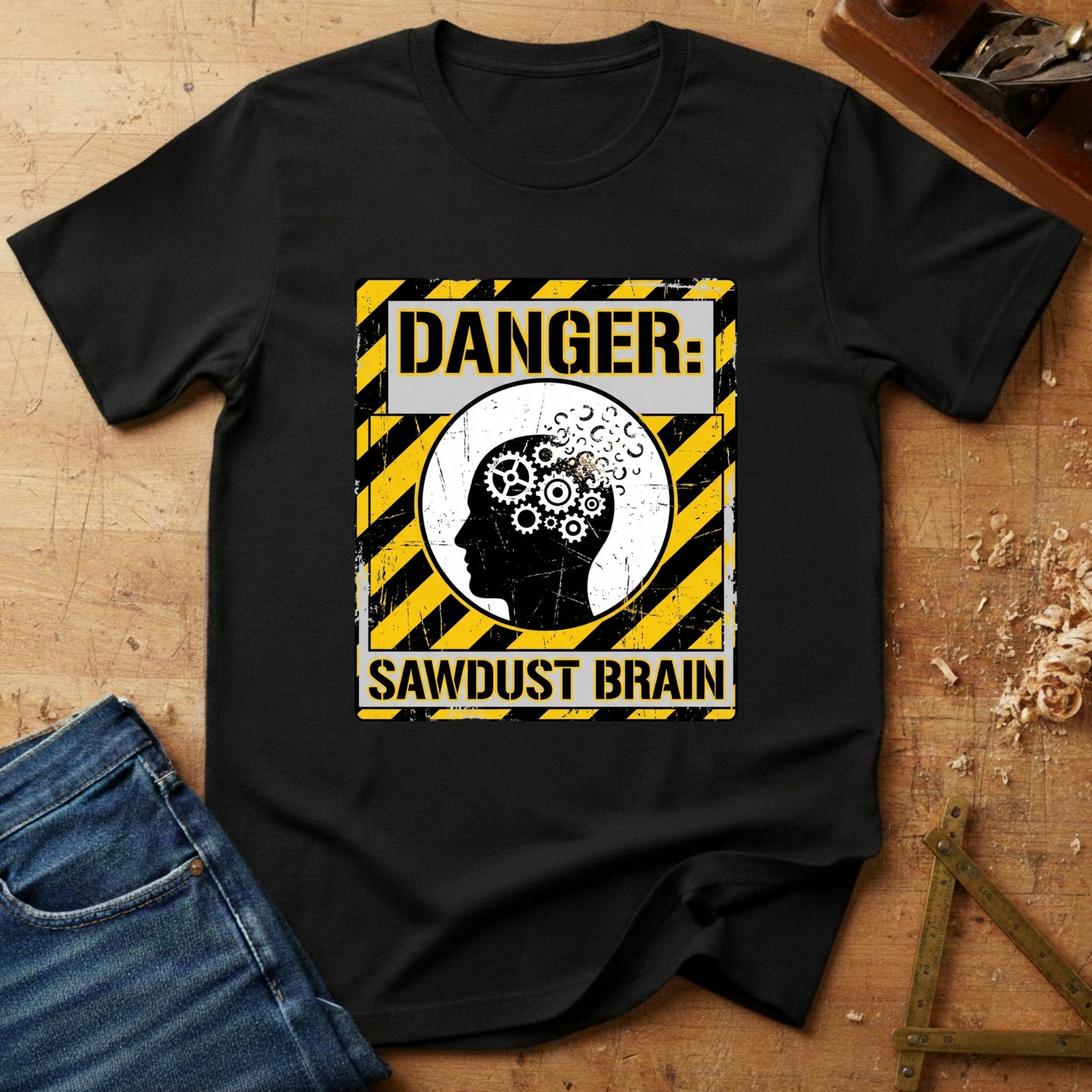 Sawdust Brain, funny woodworking T-shirt