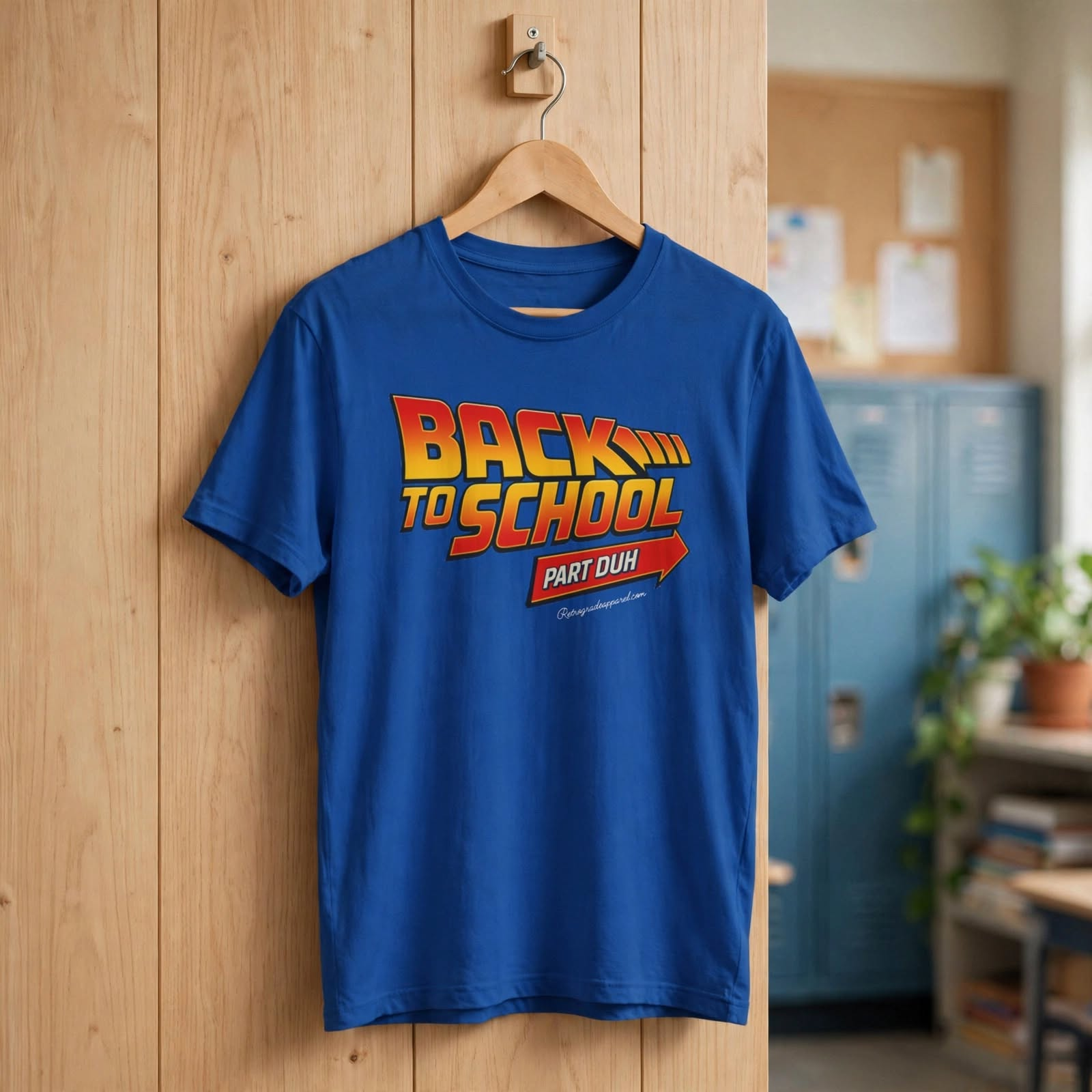 Back to School T-Shirt — “Back to School Part Duh” Retro Graphic Tee – Royal, S