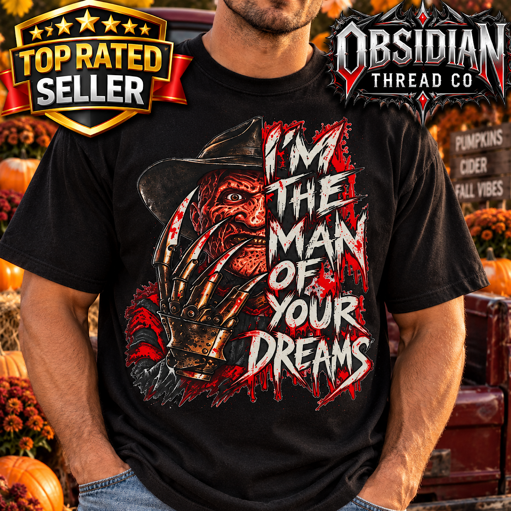  Freddy Nightmare Halloween Shirt Man Of Your Dreams Horror Slasher Graphic Tee product preview