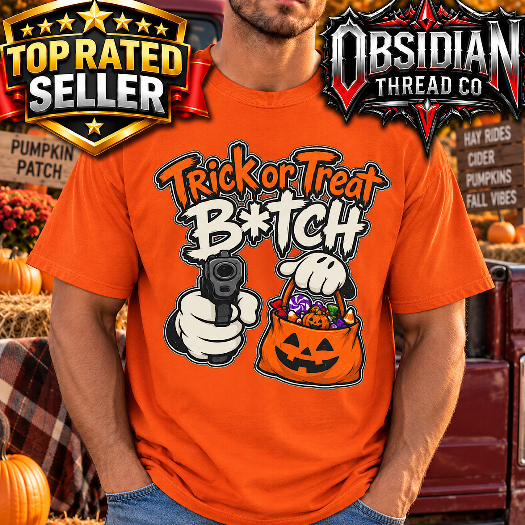 Trick or Treat Bitch Halloween Shirt Funny Adult Horror Spooky Unisex T-Shirt color preview 2