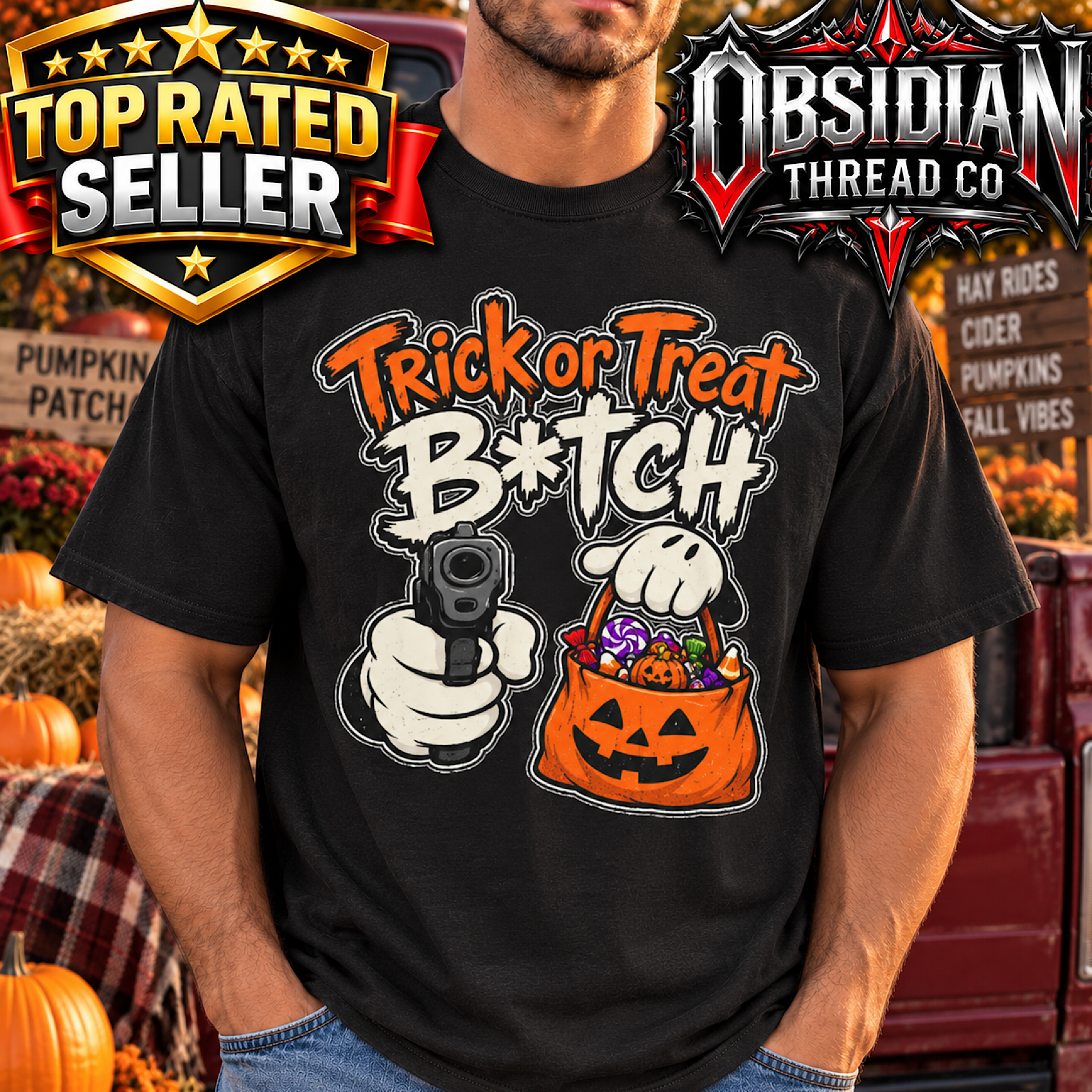 Trick or Treat Bitch Halloween Shirt Funny Adult Horror Spooky Unisex T-Shirt product preview