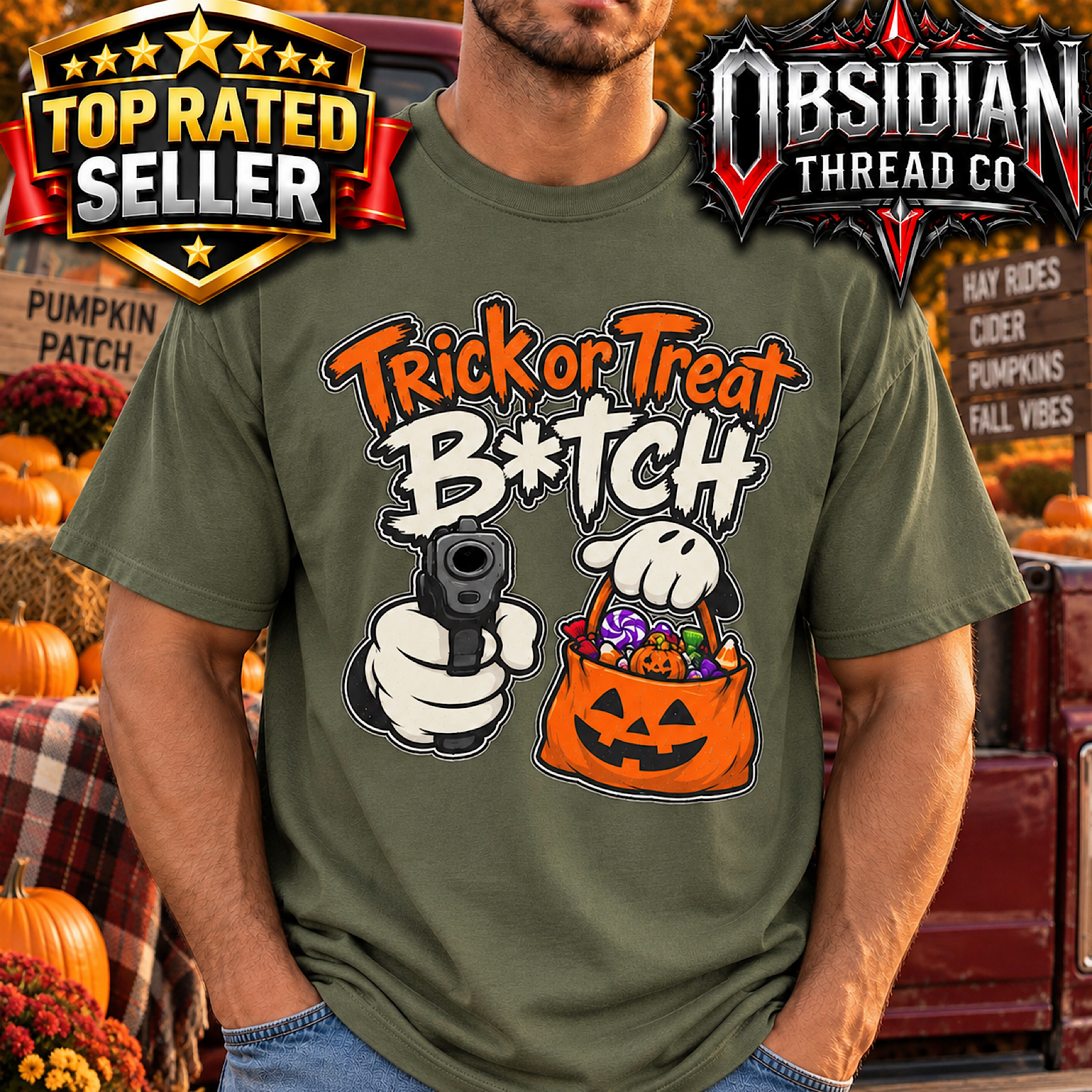 Trick or Treat Bitch Halloween Shirt Funny Adult Horror Spooky Unisex T-Shirt color preview 4