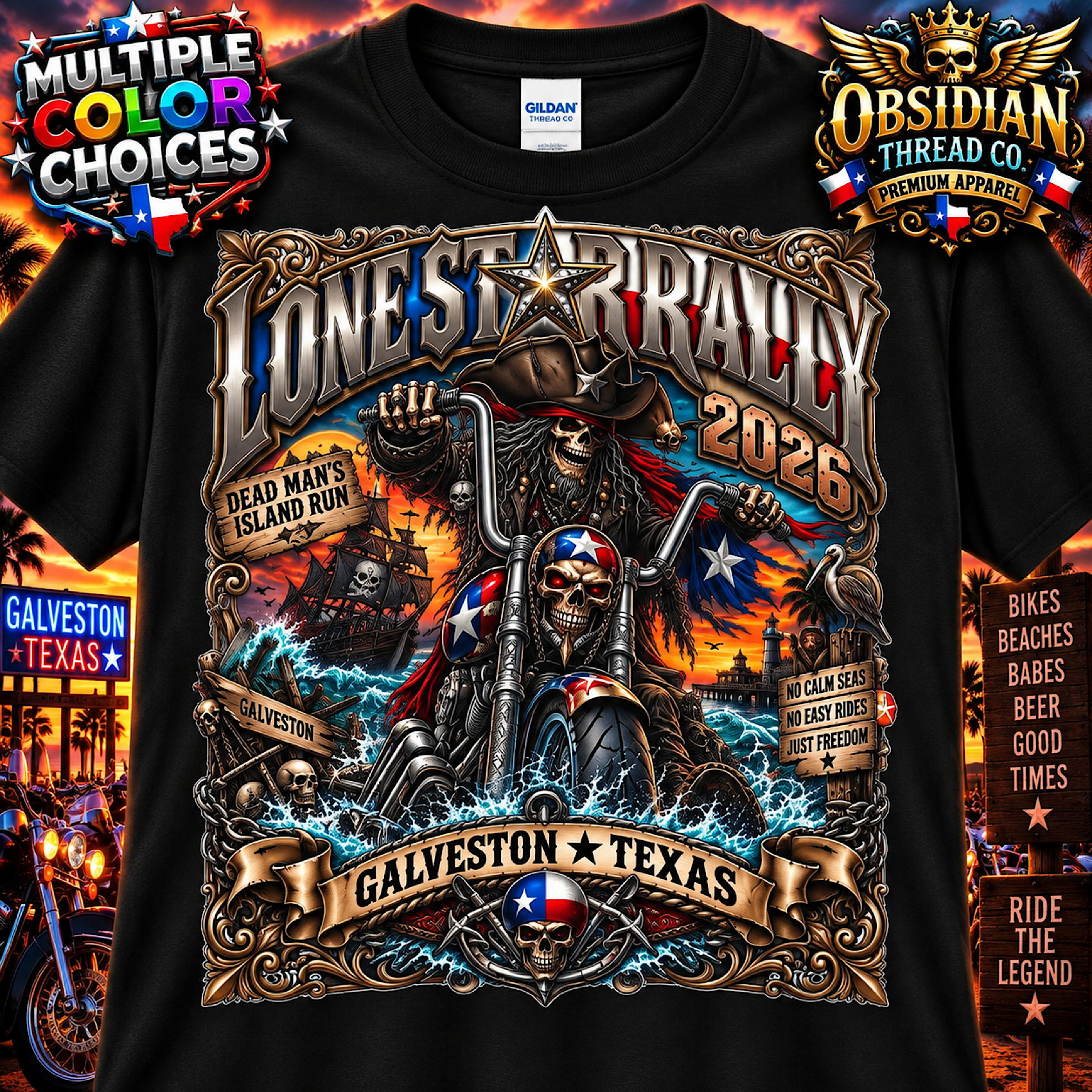 Lone Star Rally 2026 Galveston Texas Biker Shirt Motorcycle Rally No Harley color preview 4