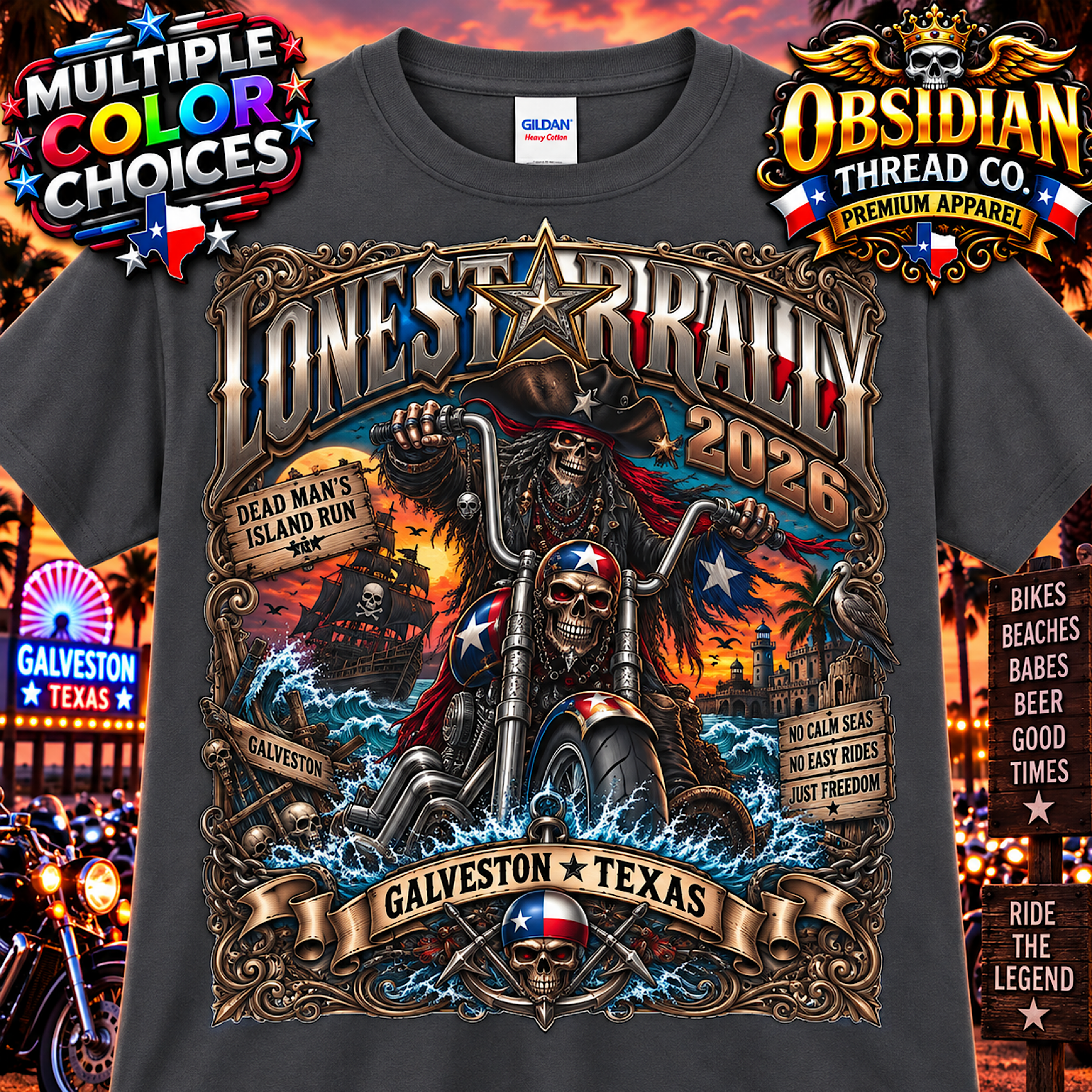 Lone Star Rally 2026 Galveston Texas Biker Shirt Motorcycle Rally No Harley color preview 2