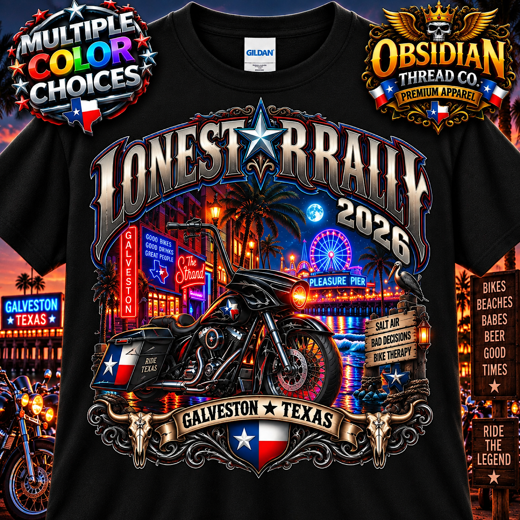 Lone Star Rally 2026 Galveston Texas Biker Shirt Motorcycle Rally No Harley color preview 4