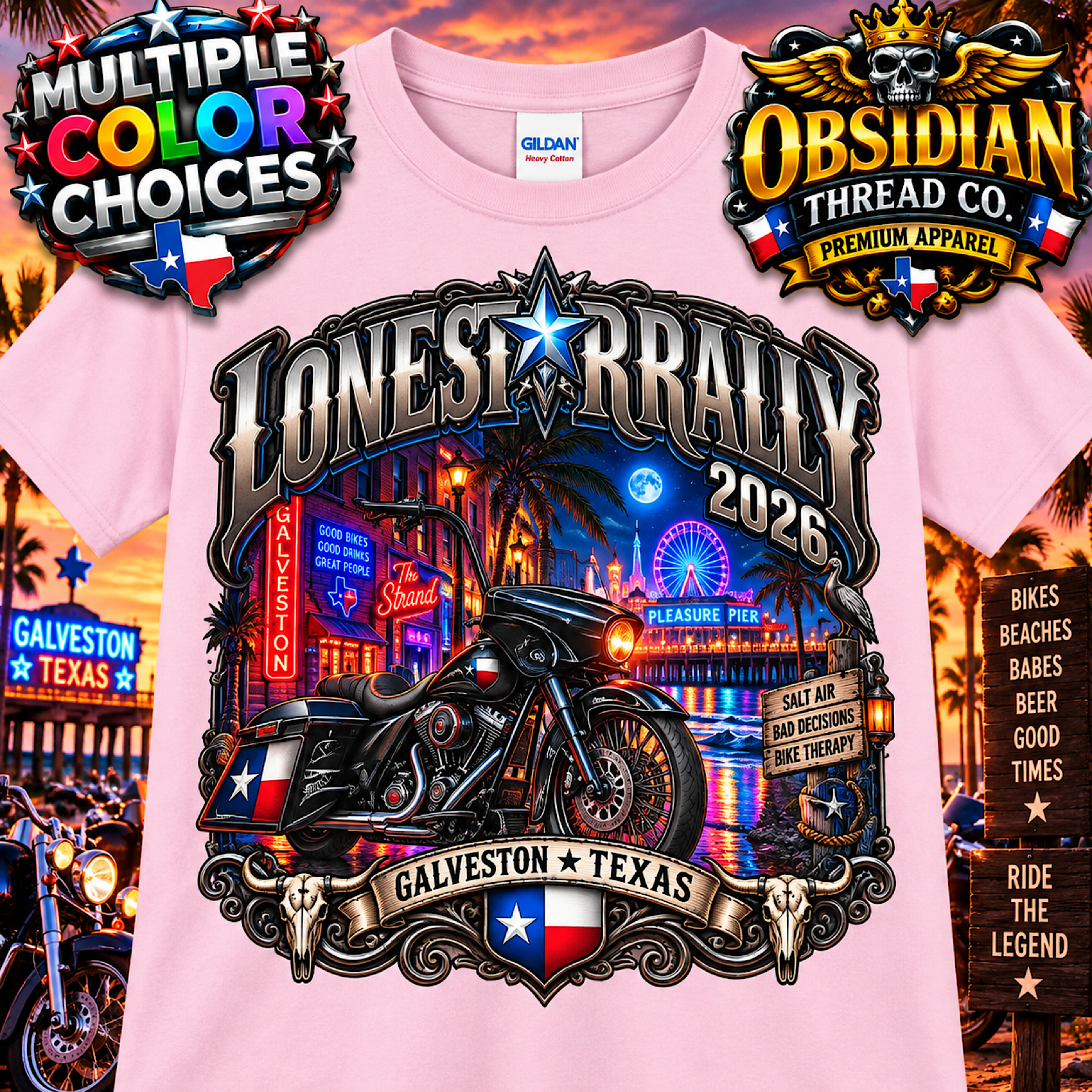 Lone Star Rally 2026 Galveston Texas Biker Shirt Motorcycle Rally No Harley color preview 3