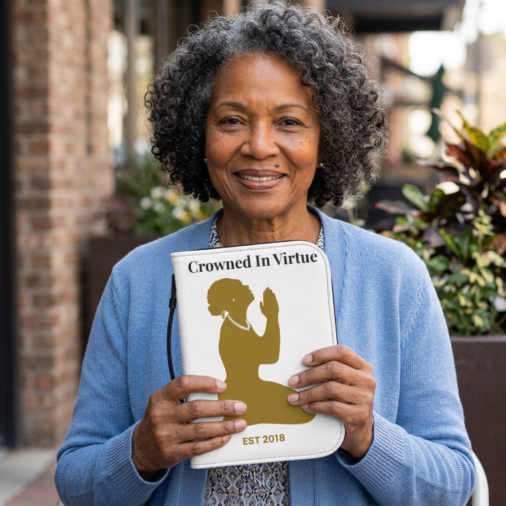 Crowned In Virtue's Signature Gold & White Bible Cover