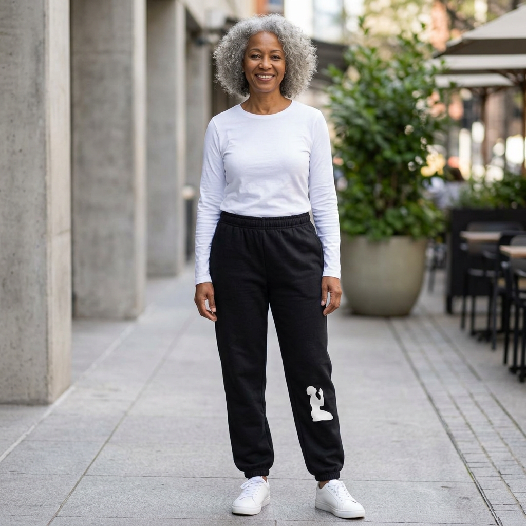 Minimal Praying Silhouette Joggers Black & White