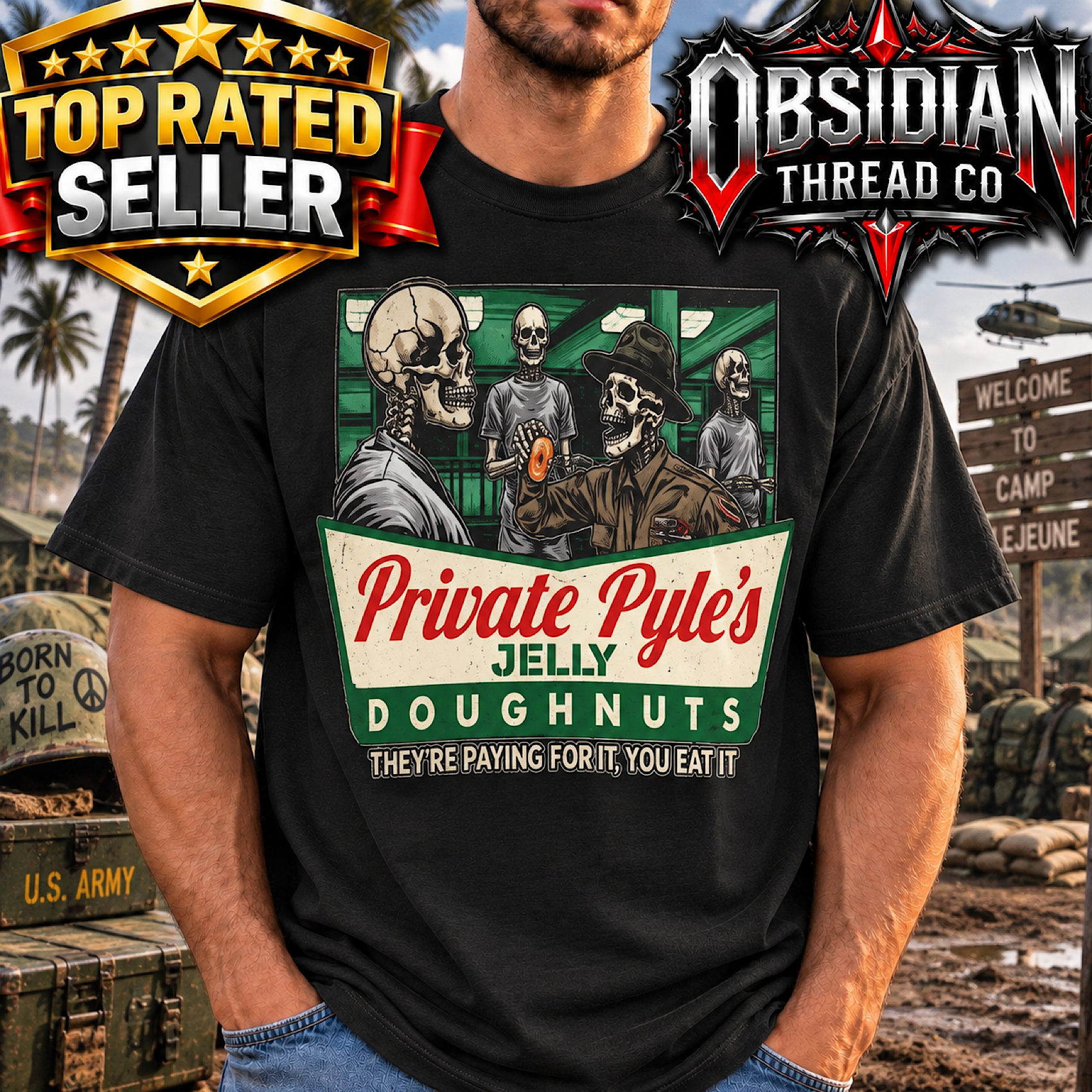 Full Metal Jacket Private Pyle Jelly Donuts Shirt Funny Military Tee  product preview