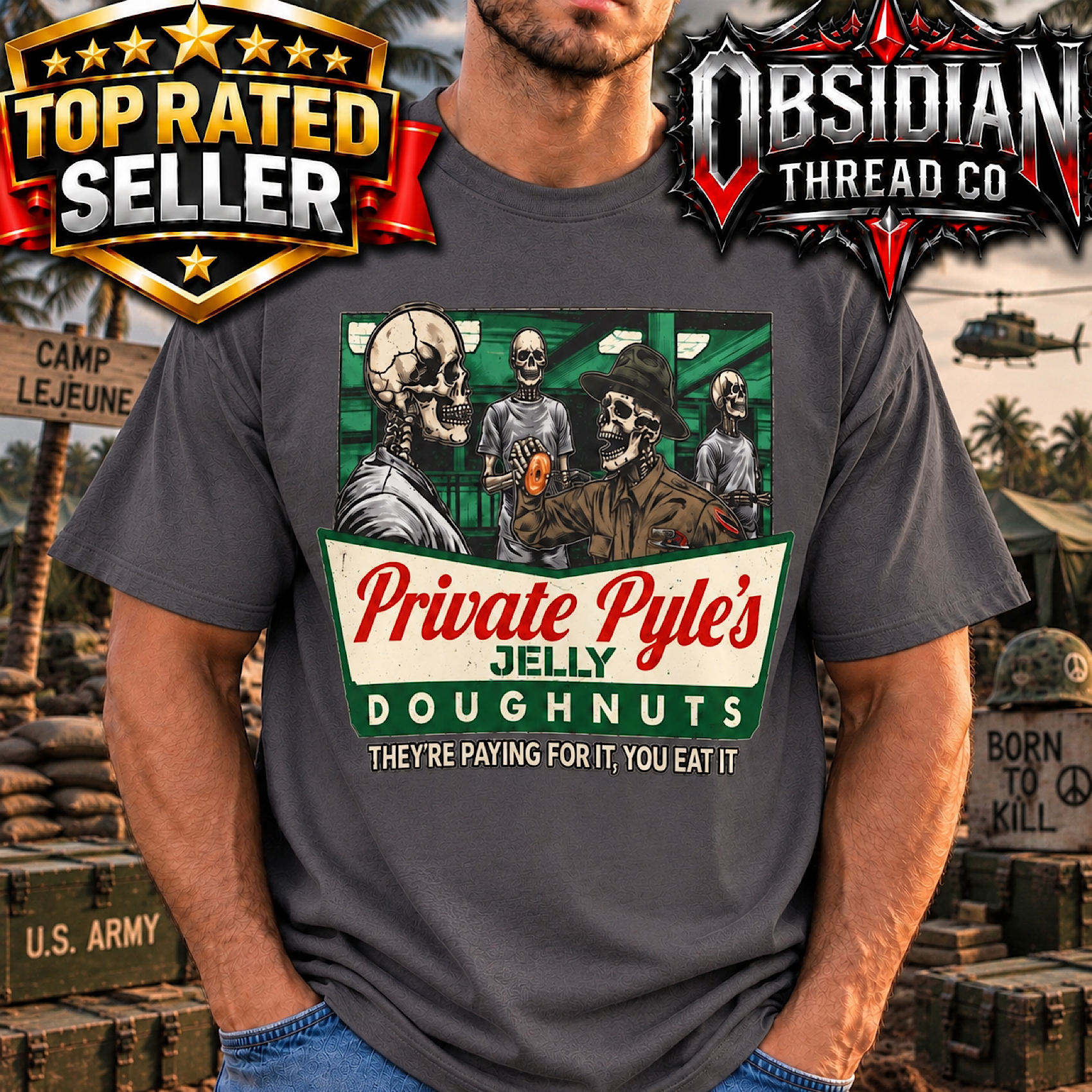 Full Metal Jacket Private Pyle Jelly Donuts Shirt Funny Military Tee color preview 2