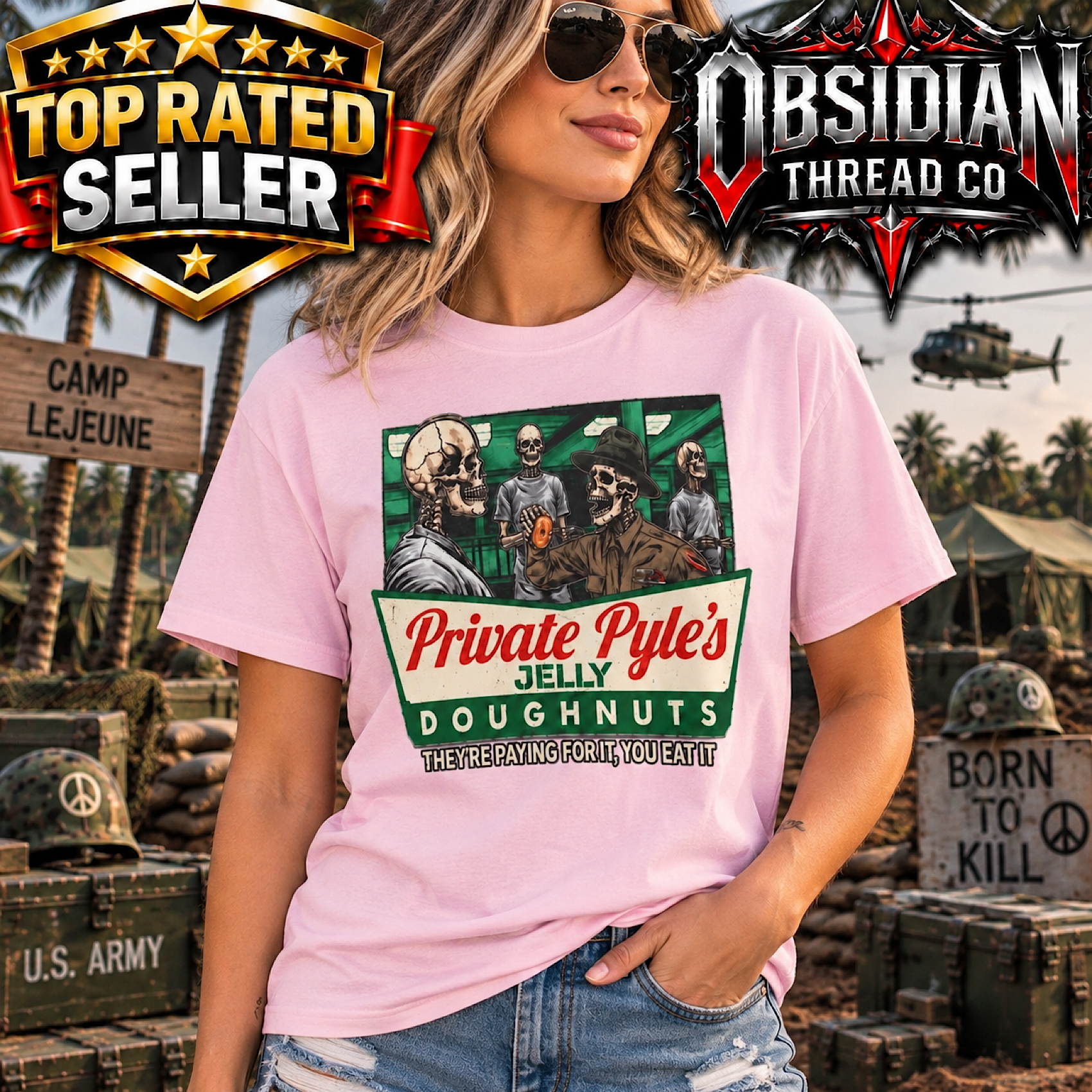 Full Metal Jacket Private Pyle Jelly Donuts Shirt Funny Military Tee color preview 3