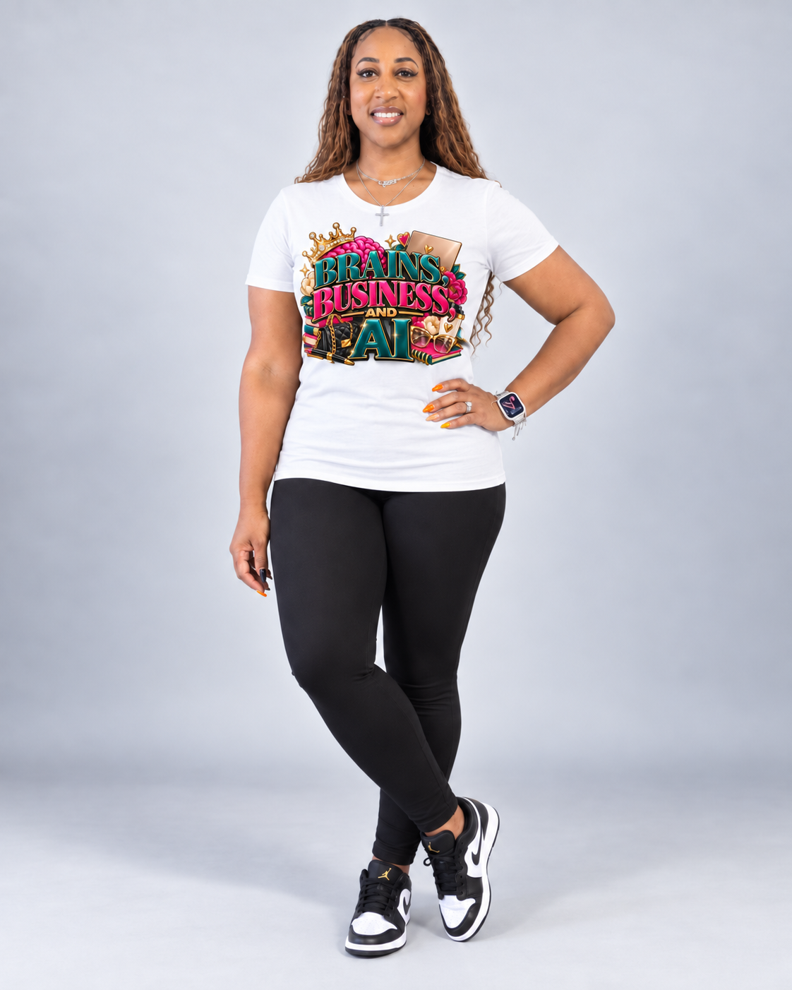 Brains Business and AI T Shirt | Women in AI Tee | AI Entrepreneur Shirt | Business Woman Tech Tee | Unapologetically AI™