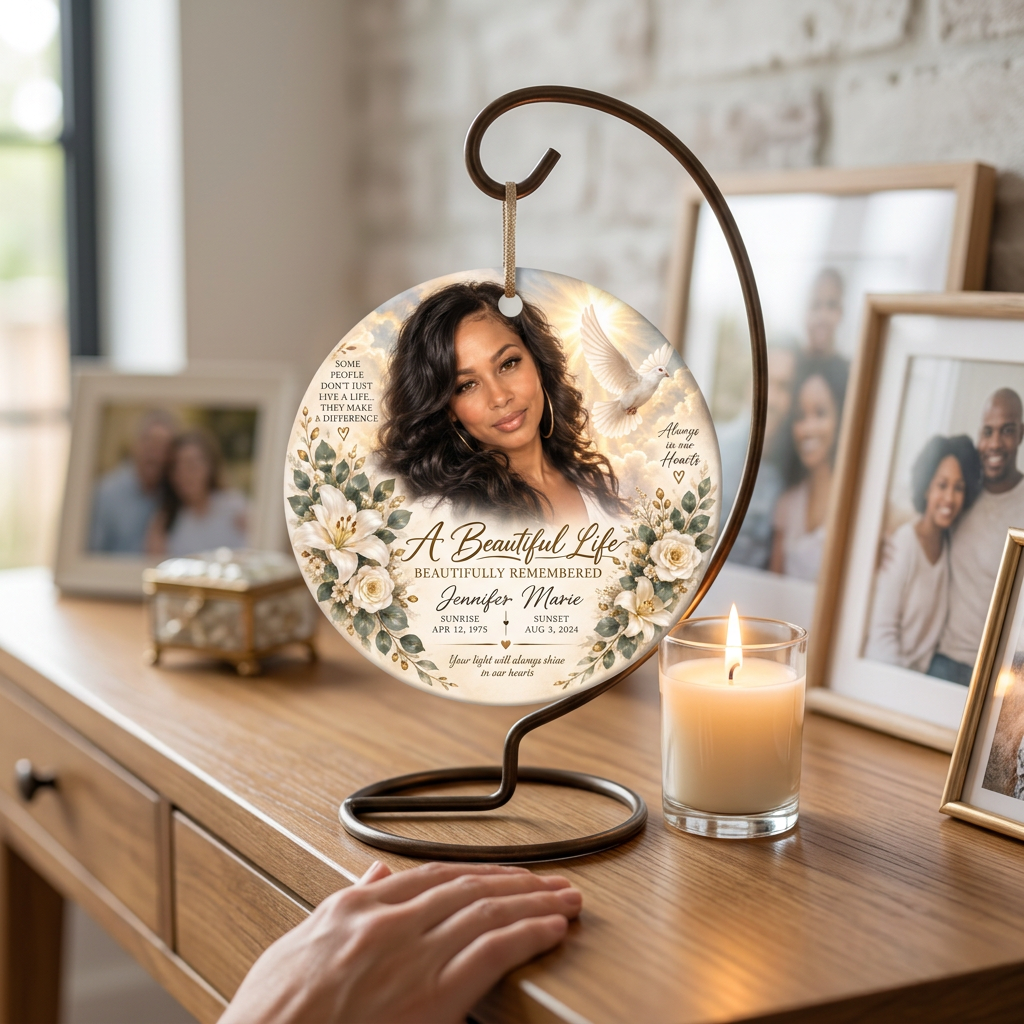 Custom Memorial Photo Ornament Ceramic