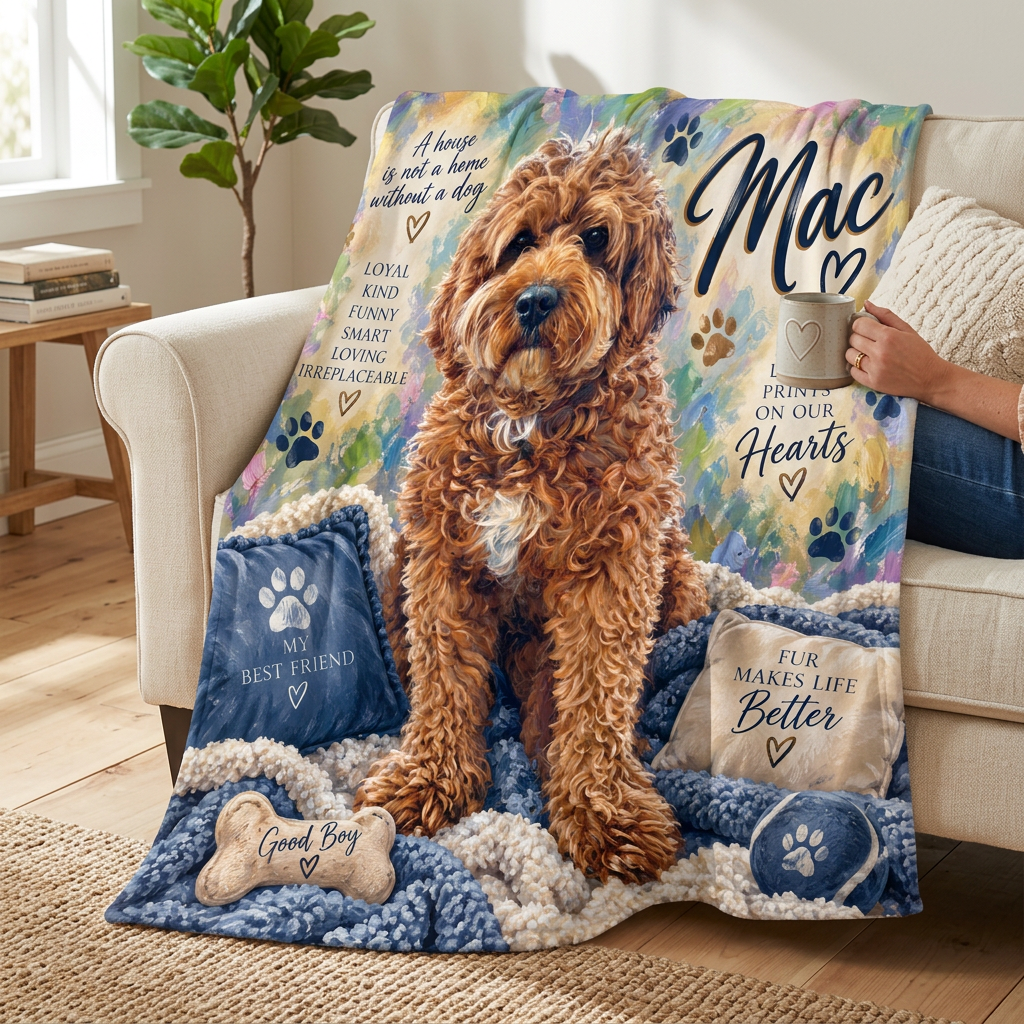 Custom Dog Portrait Mac Velveteen Plush Blanket